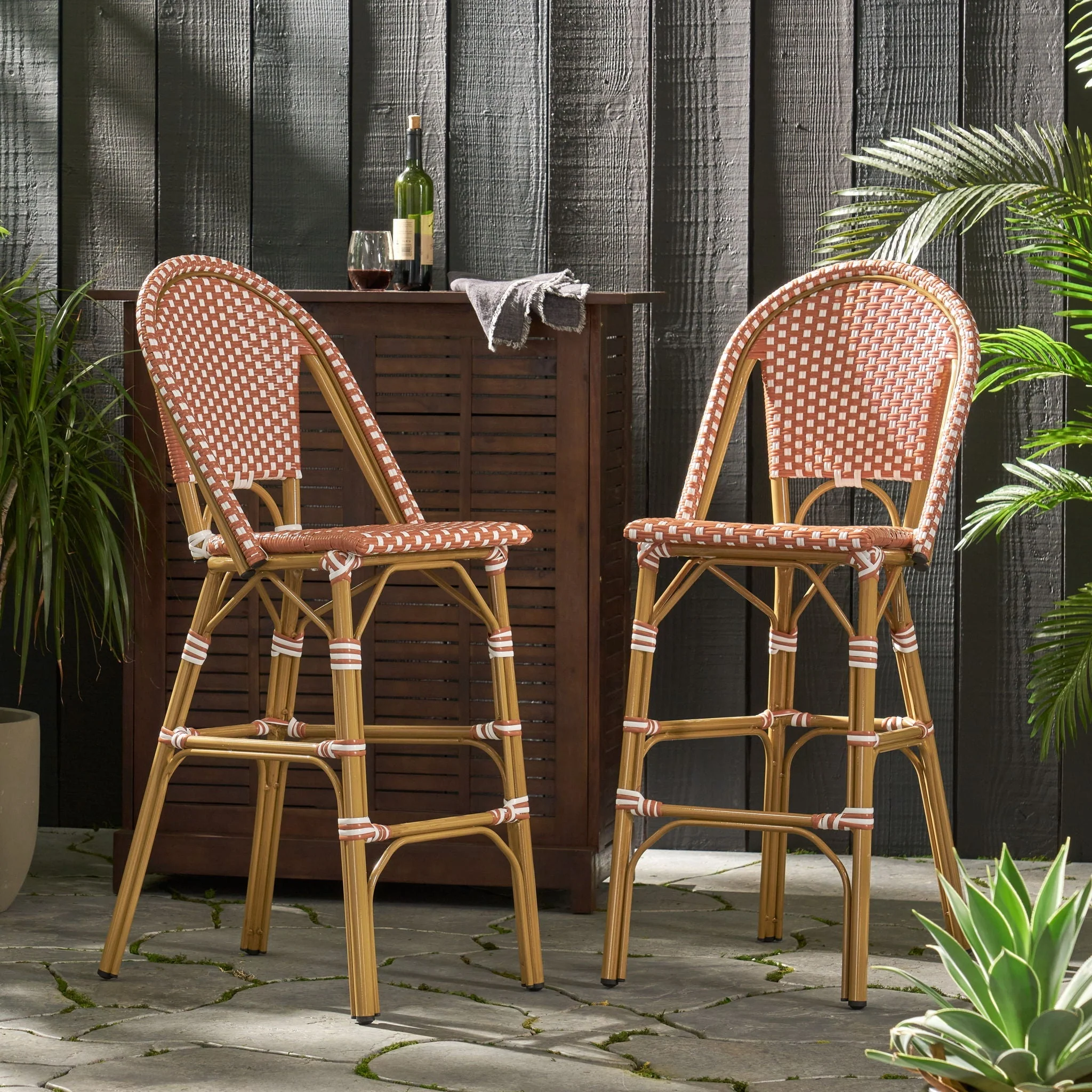 Outdoor Pe Rattan French Barstool Set - Image 11