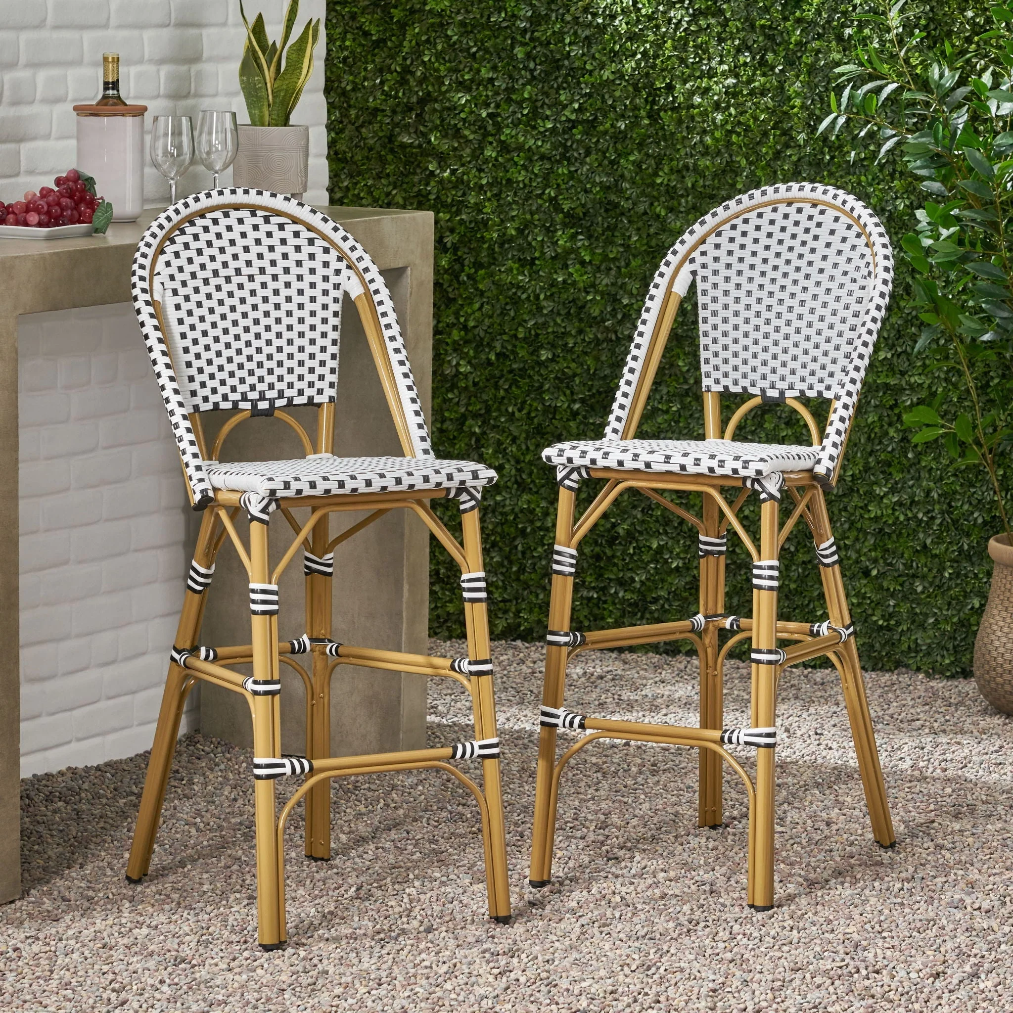 Outdoor Pe Rattan French Barstool Set - Image 4