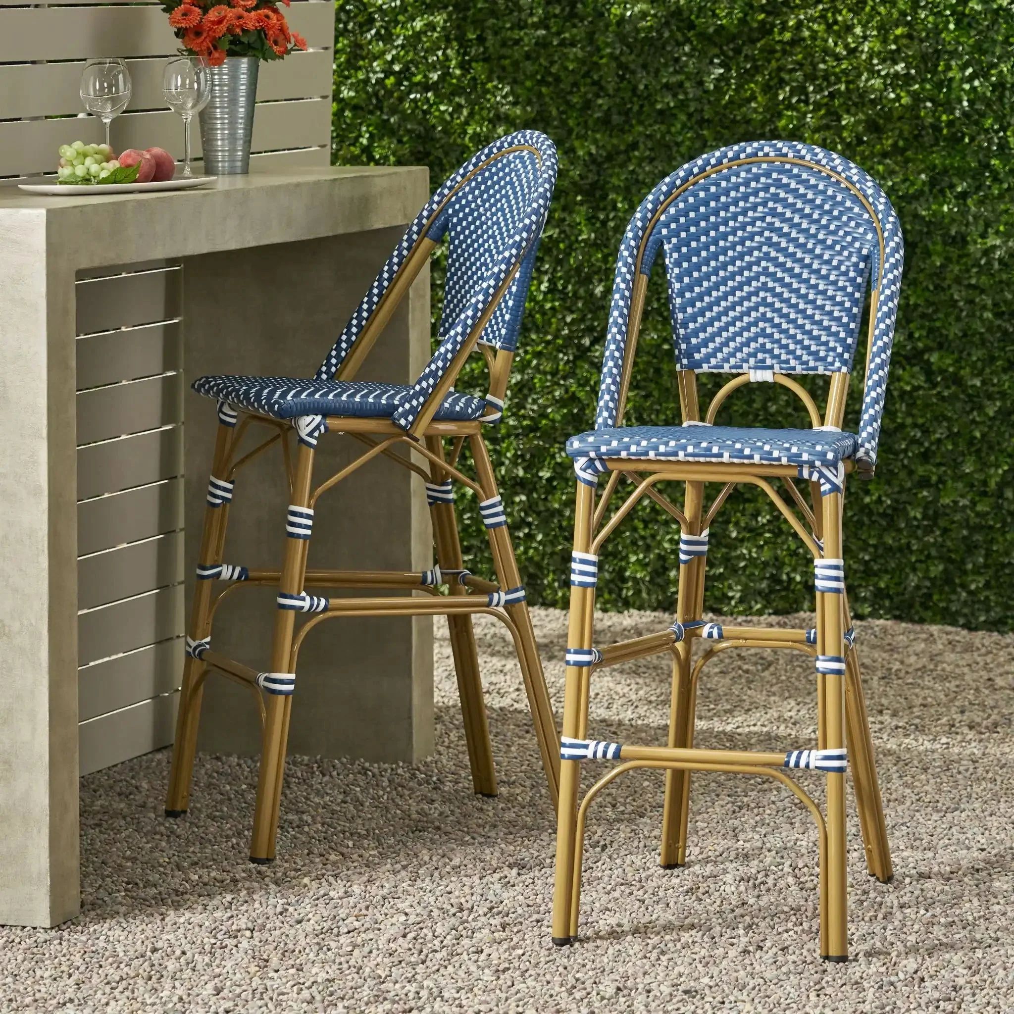 Outdoor Pe Rattan French Barstool Set - Image 5