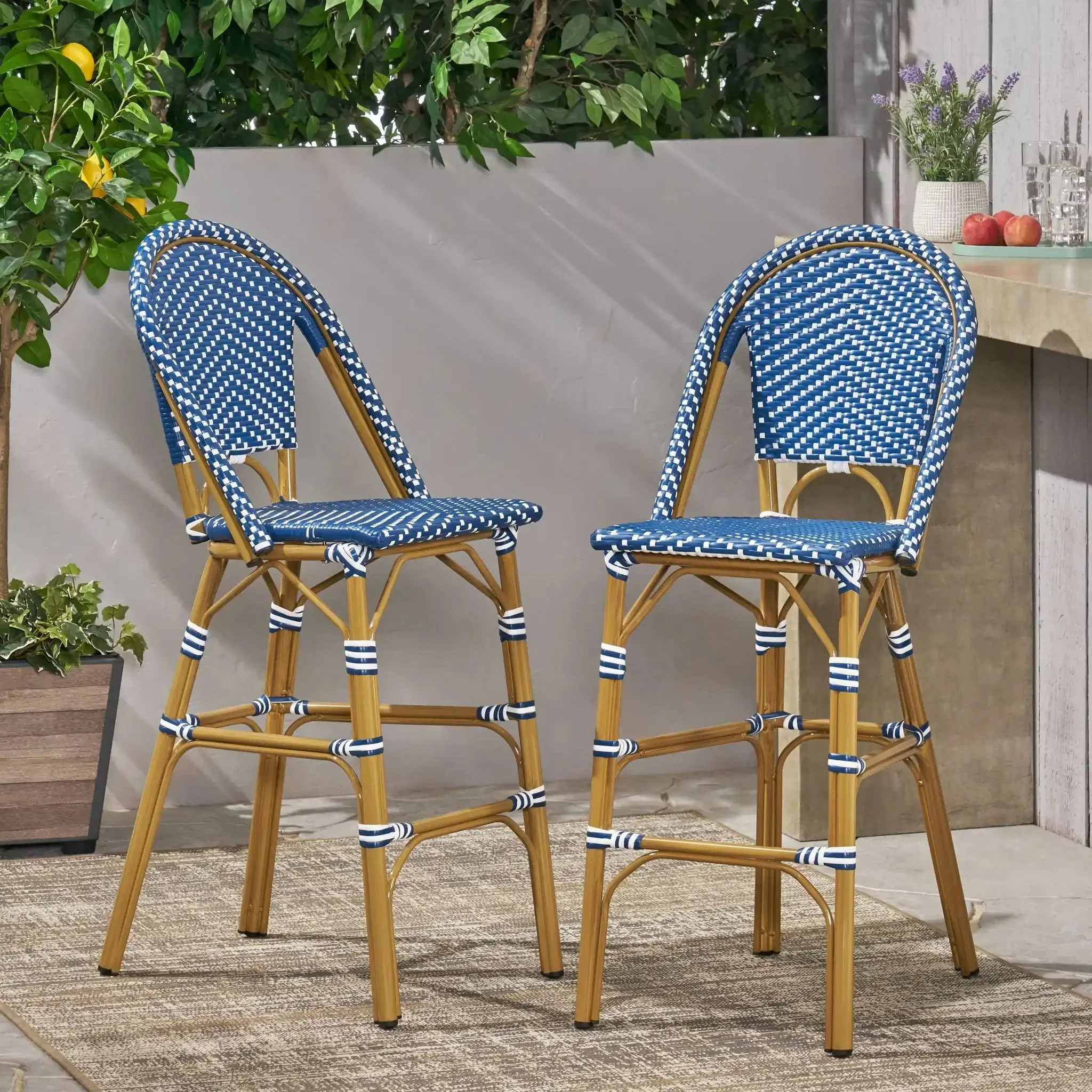 Outdoor Pe Rattan French Barstool Set - Image 9