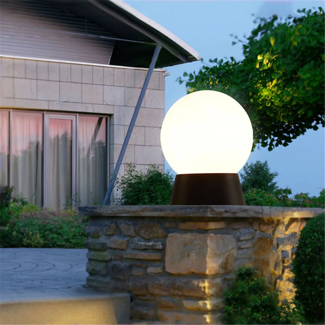 Outdoor Post Lamp Black Globe Fence Deck Pillar Light for Yard Porch - Image 6