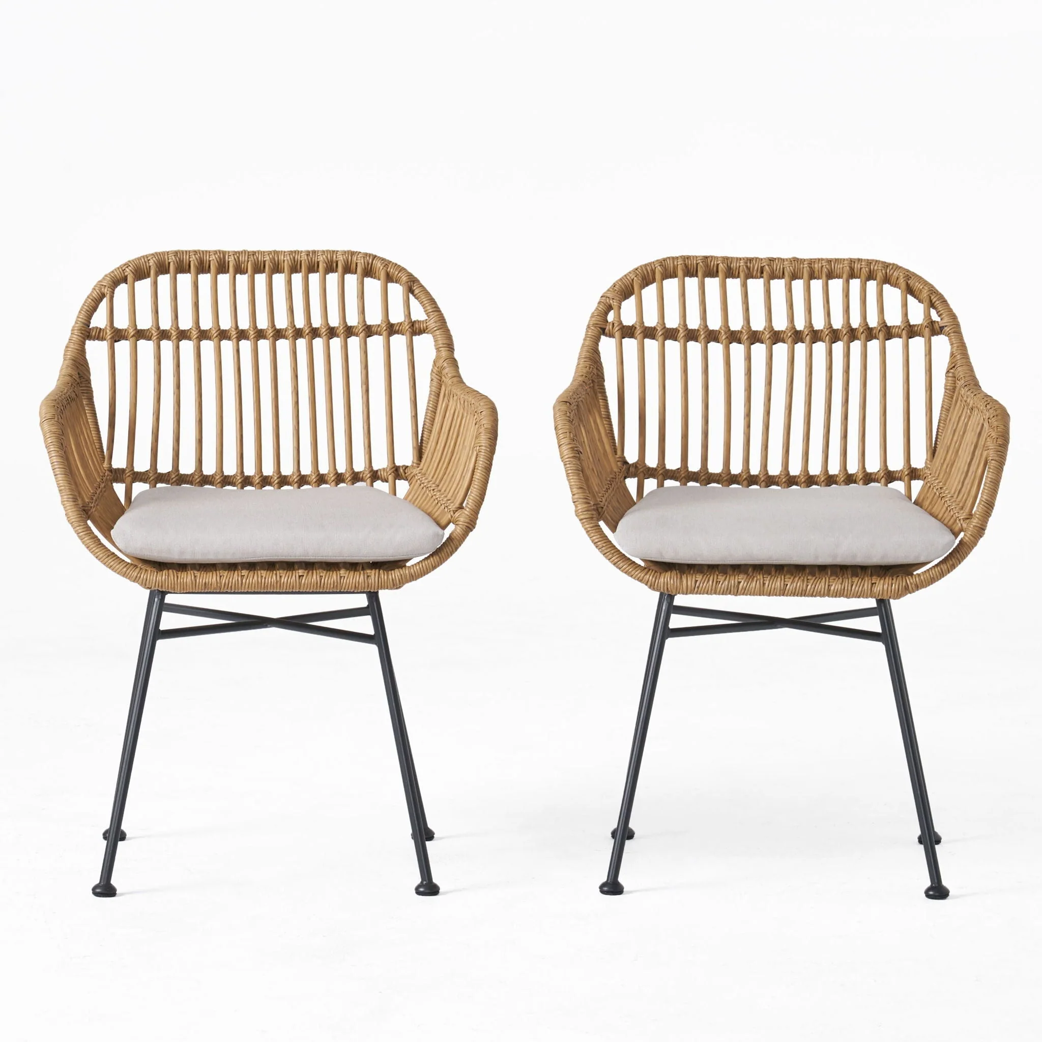 Outdoor Rattan Accent Chair With Metal Legs - Image 2