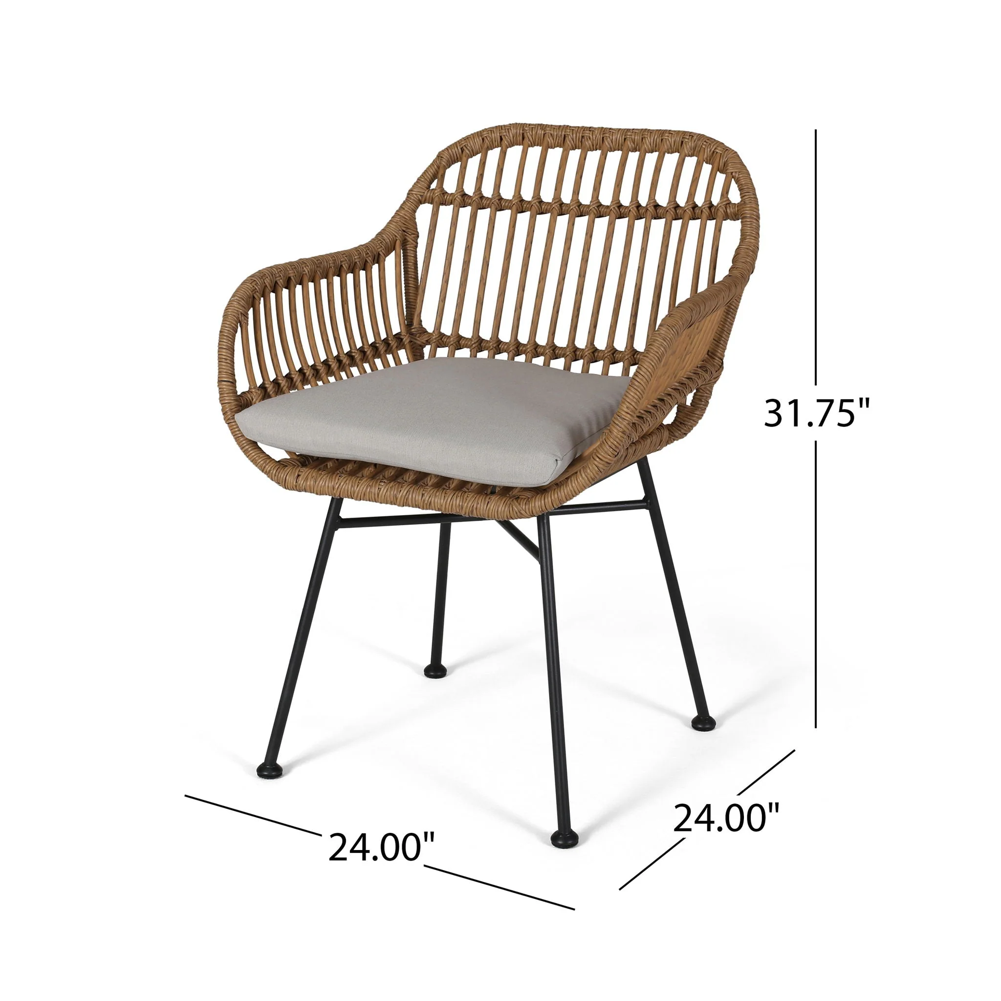Outdoor Rattan Accent Chair With Metal Legs - Image 7
