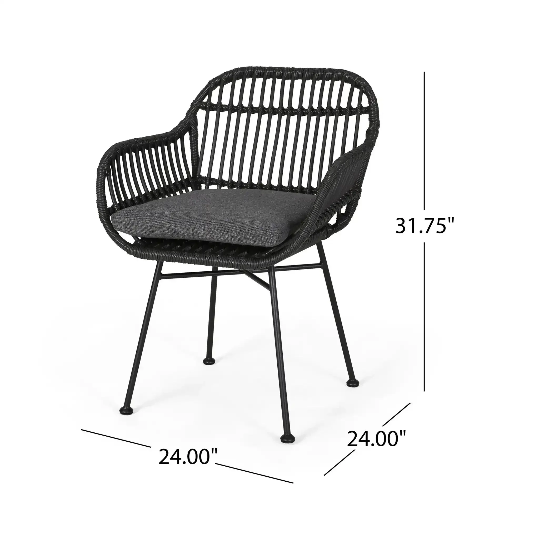 Outdoor Rattan Accent Chair With Metal Legs - Image 8
