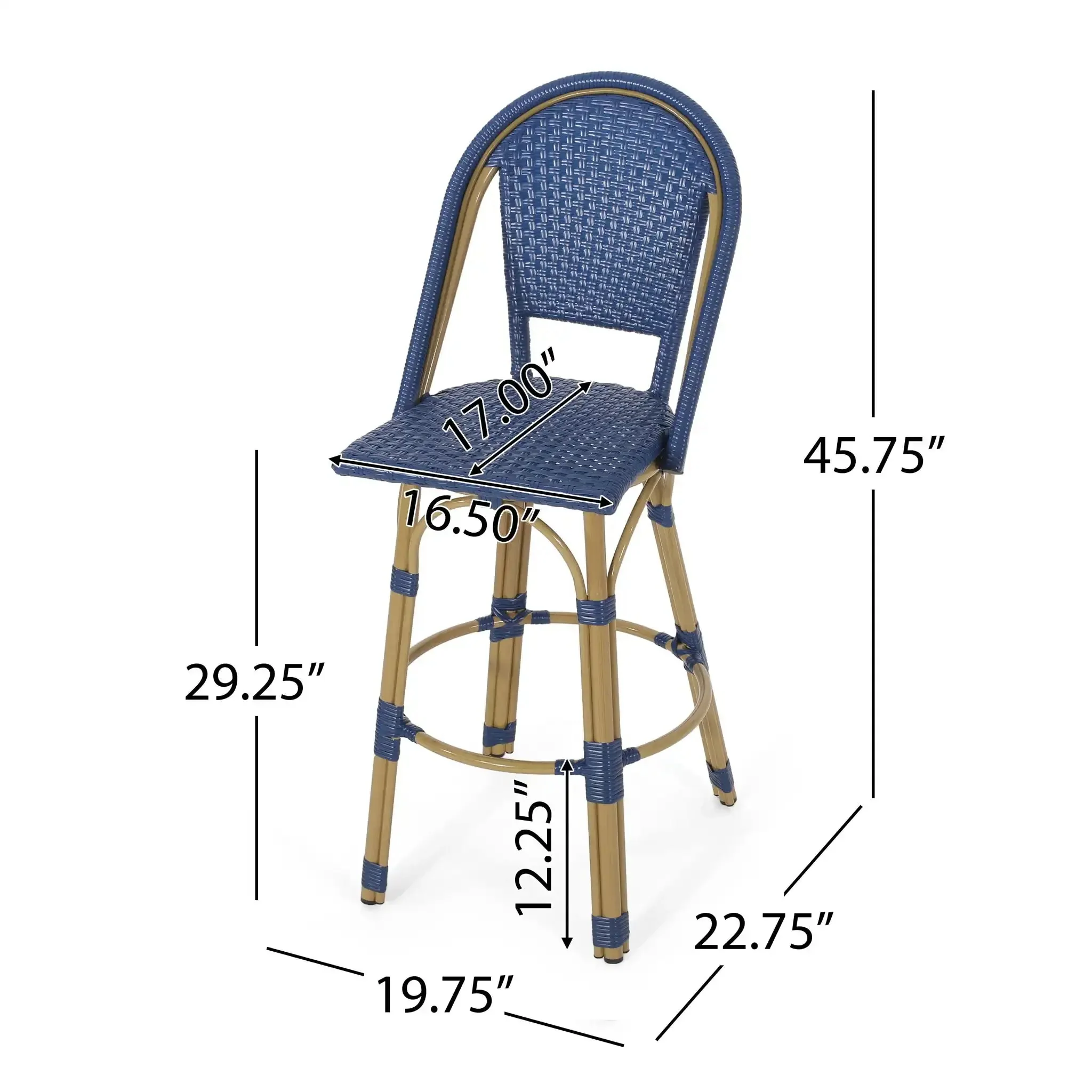 Outdoor Rattan And Aluminum French Barstools (Set of 2) - Image 6