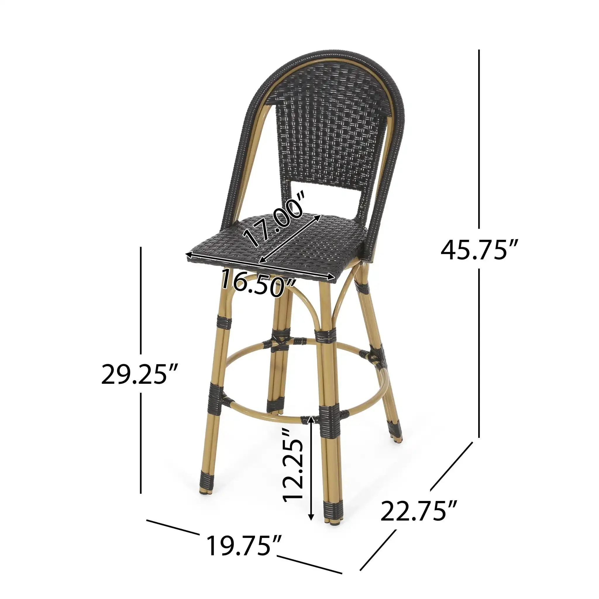 Outdoor Rattan And Aluminum French Barstools (Set of 2) - Image 8