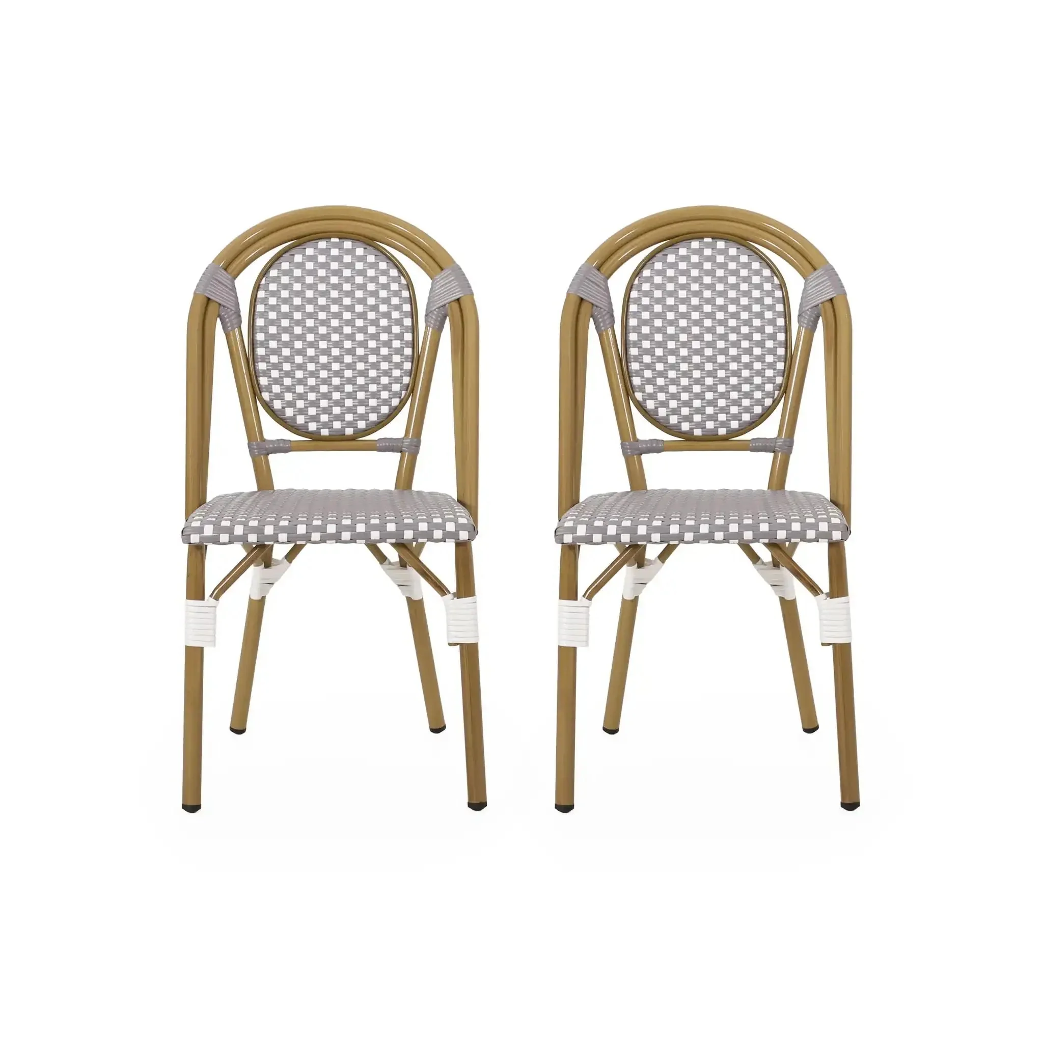 Outdoor Rattan And Aluminum French Bistro Chair Set - Image 2