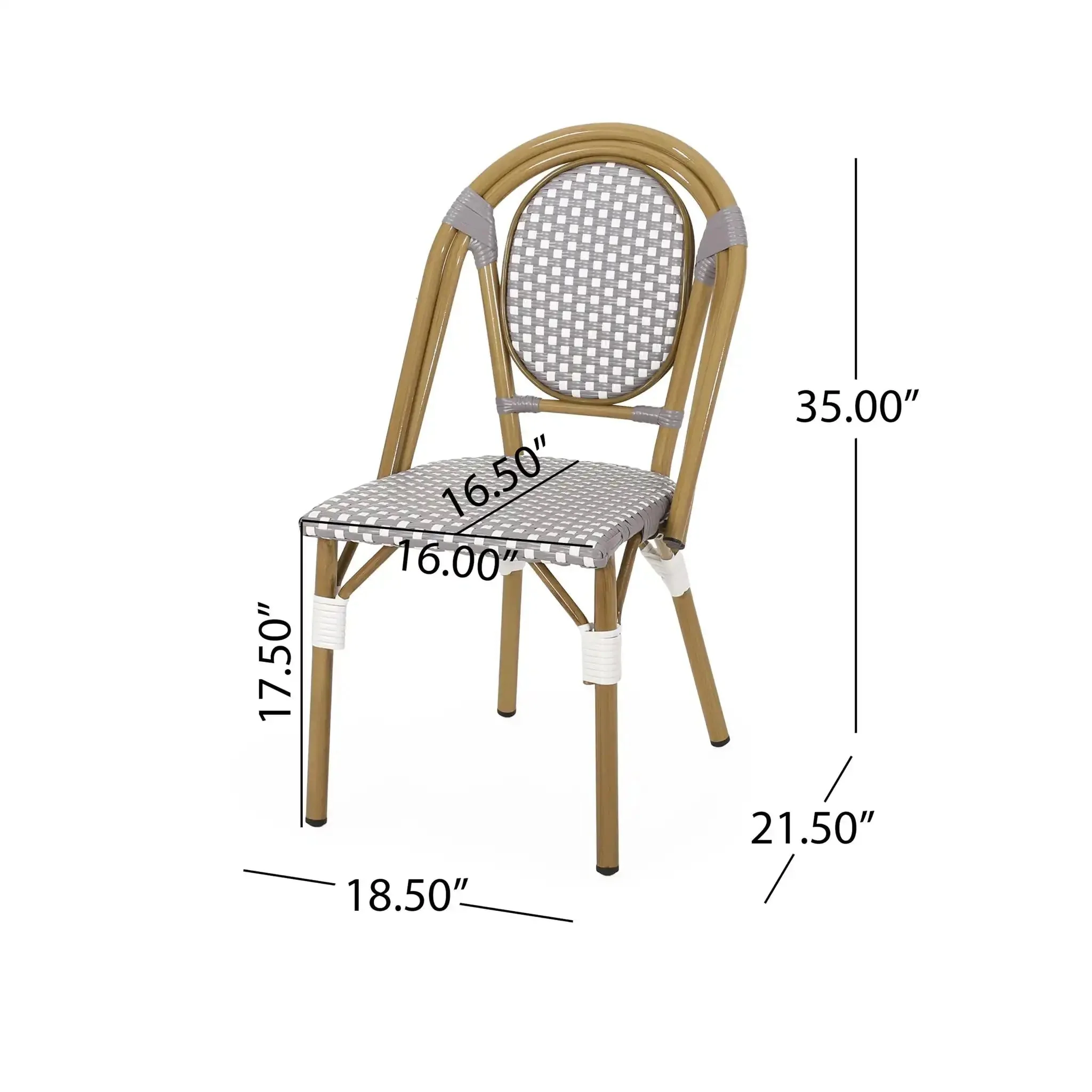 Outdoor Rattan And Aluminum French Bistro Chair Set - Image 4