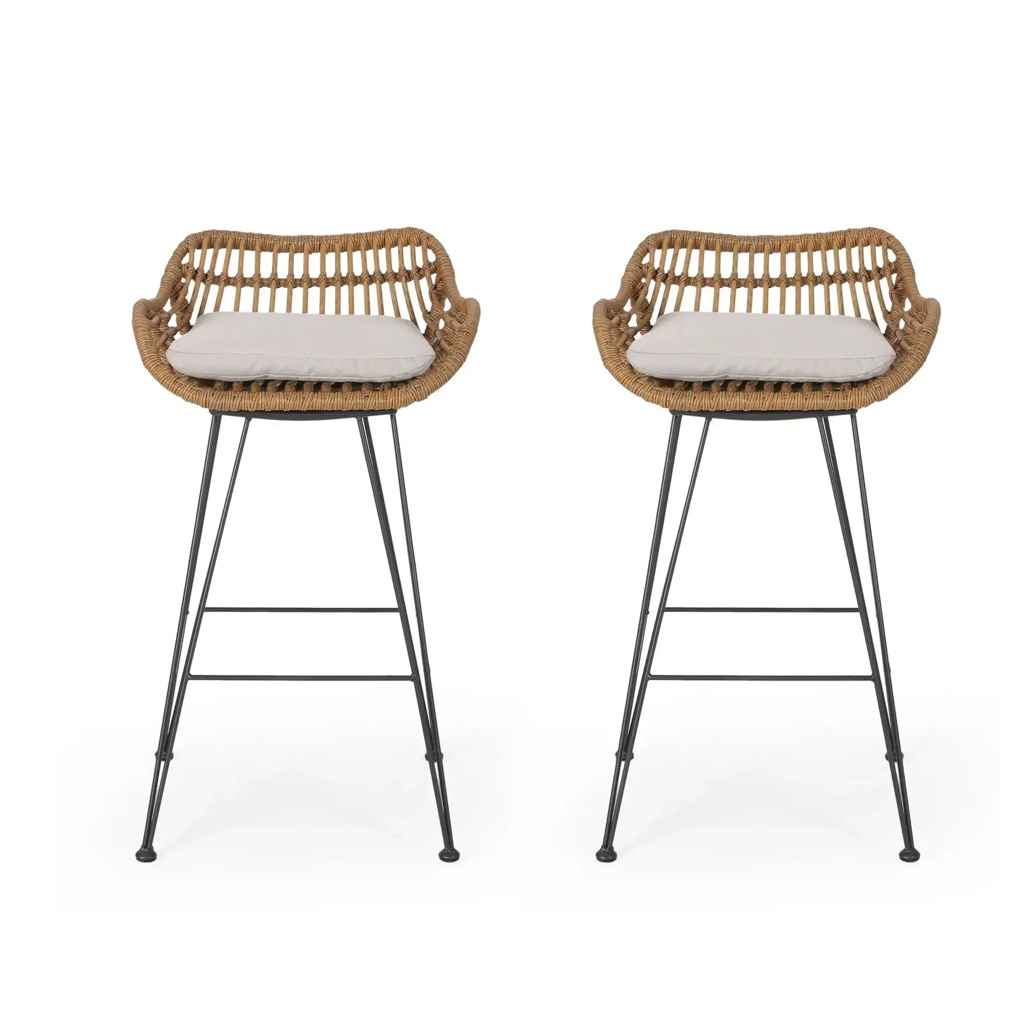 Outdoor Rattan Bar Chair With Metal Legs - Image 2