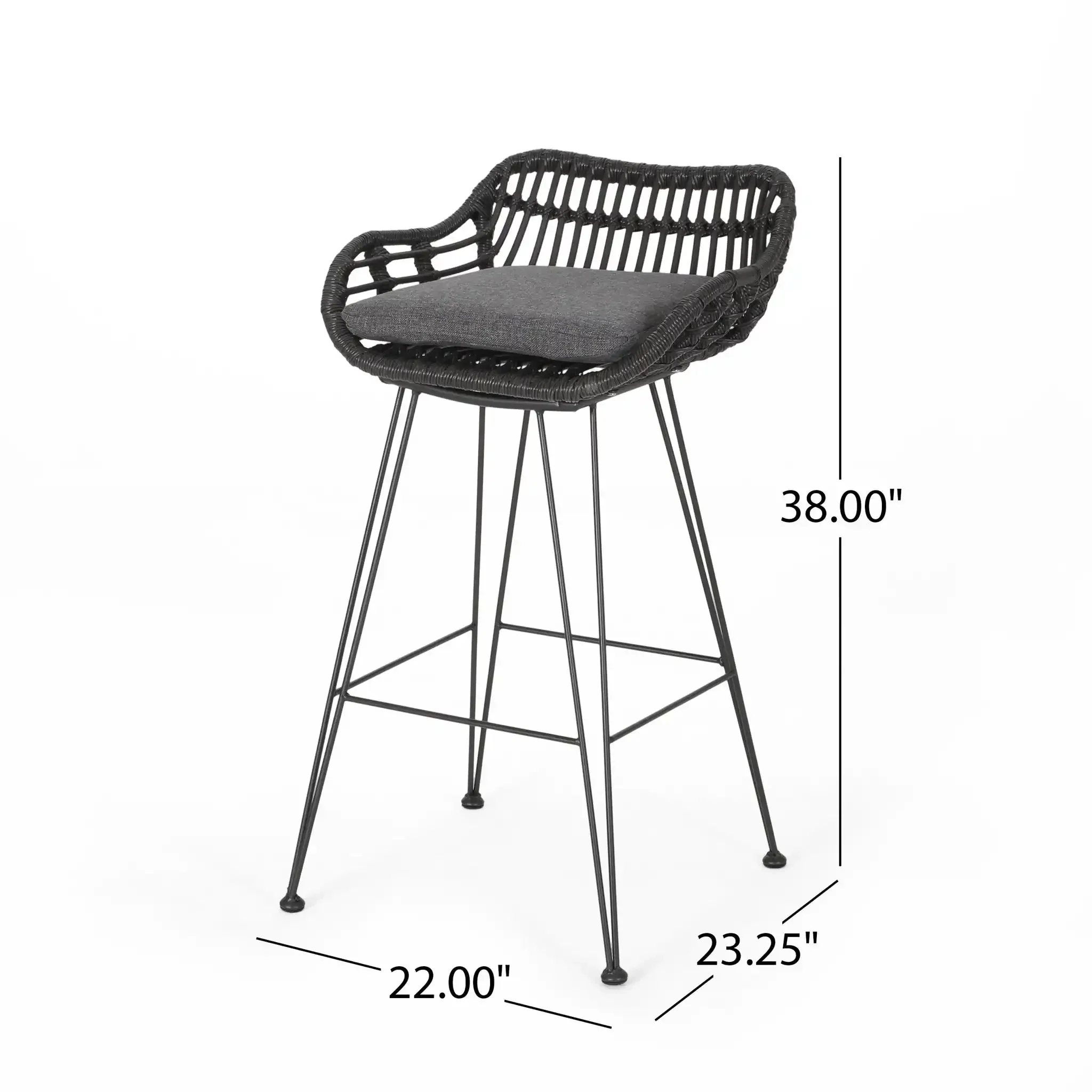 Outdoor Rattan Bar Chair With Metal Legs - Image 3