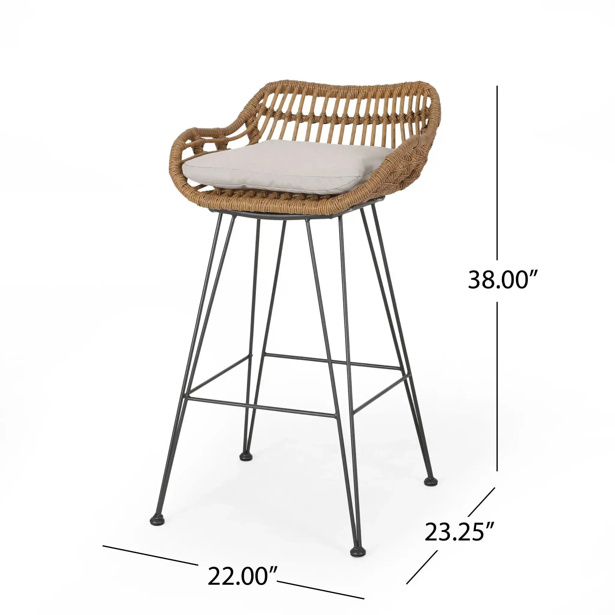 Outdoor Rattan Bar Chair With Metal Legs - Image 8