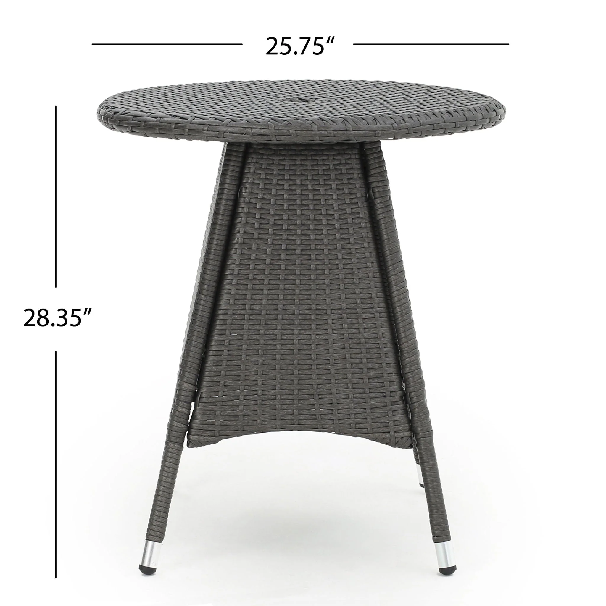 Outdoor Rattan Bistro Table With Surface Round - Gray - Image 2