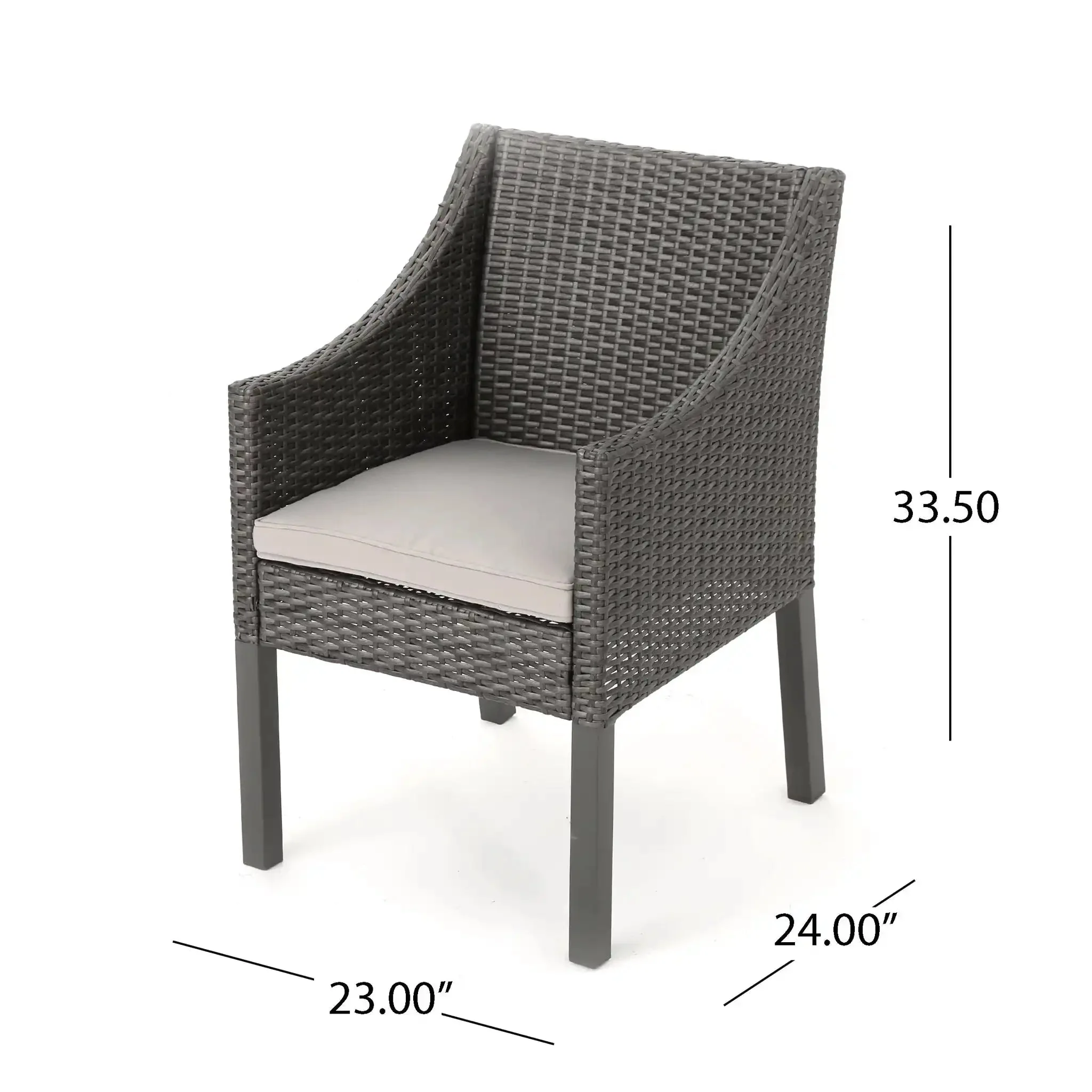 Outdoor Rattan Dining Chair With Straight Legs And Sloped Arms (Sey of 2) - Image 3