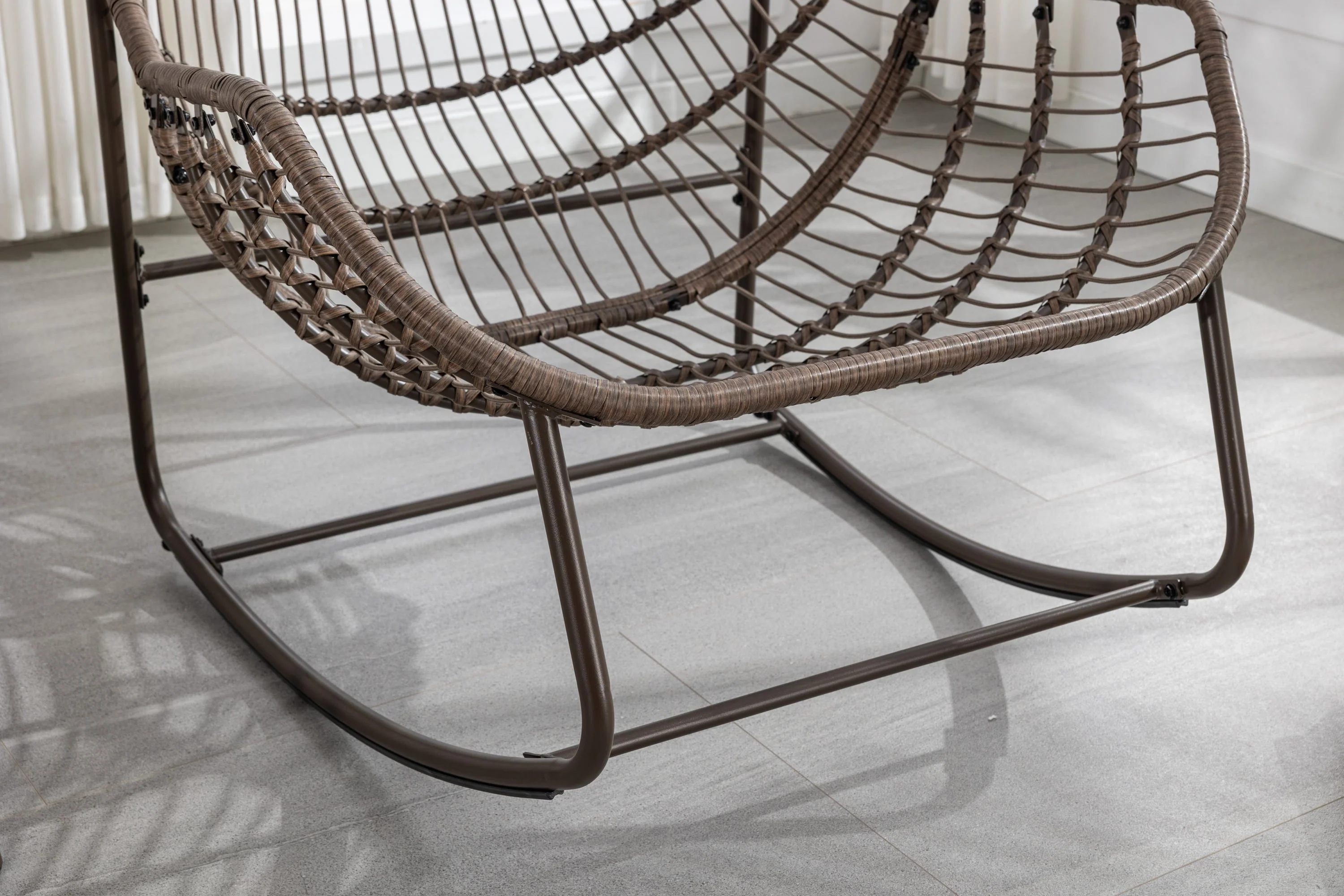 Outdoor Rattan Rocking Chair with Padded Cushion - Image 11