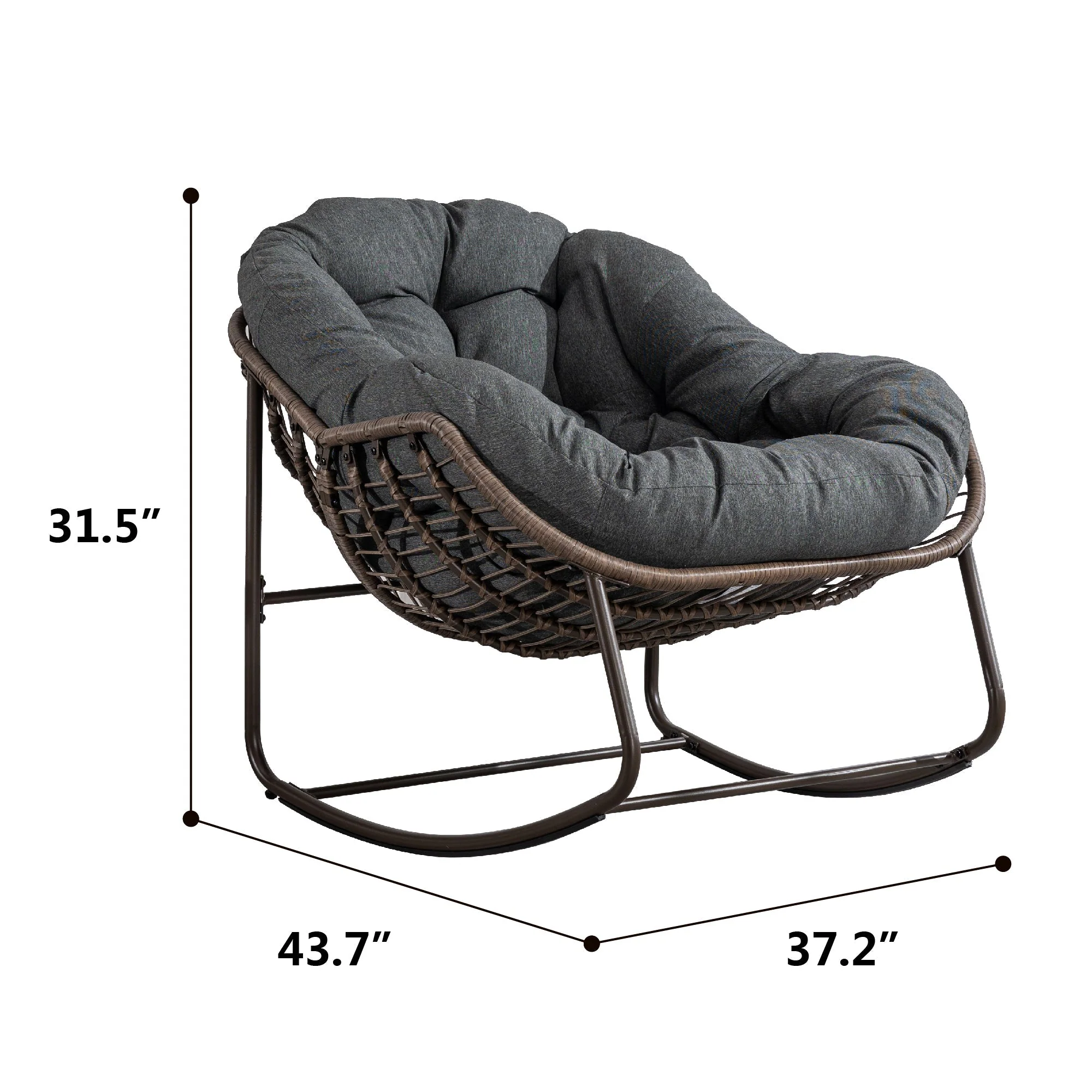 Outdoor Rattan Rocking Chair with Padded Cushion - Image 13