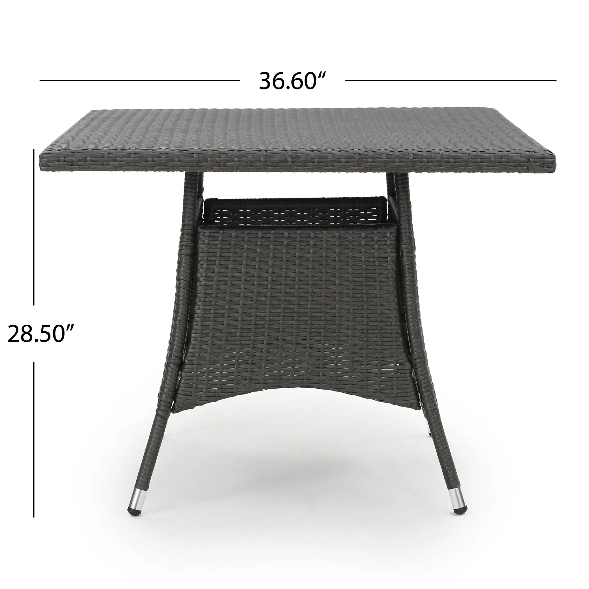 Outdoor Rattan Square Dining Table With 4 Legs - Gray - Image 3