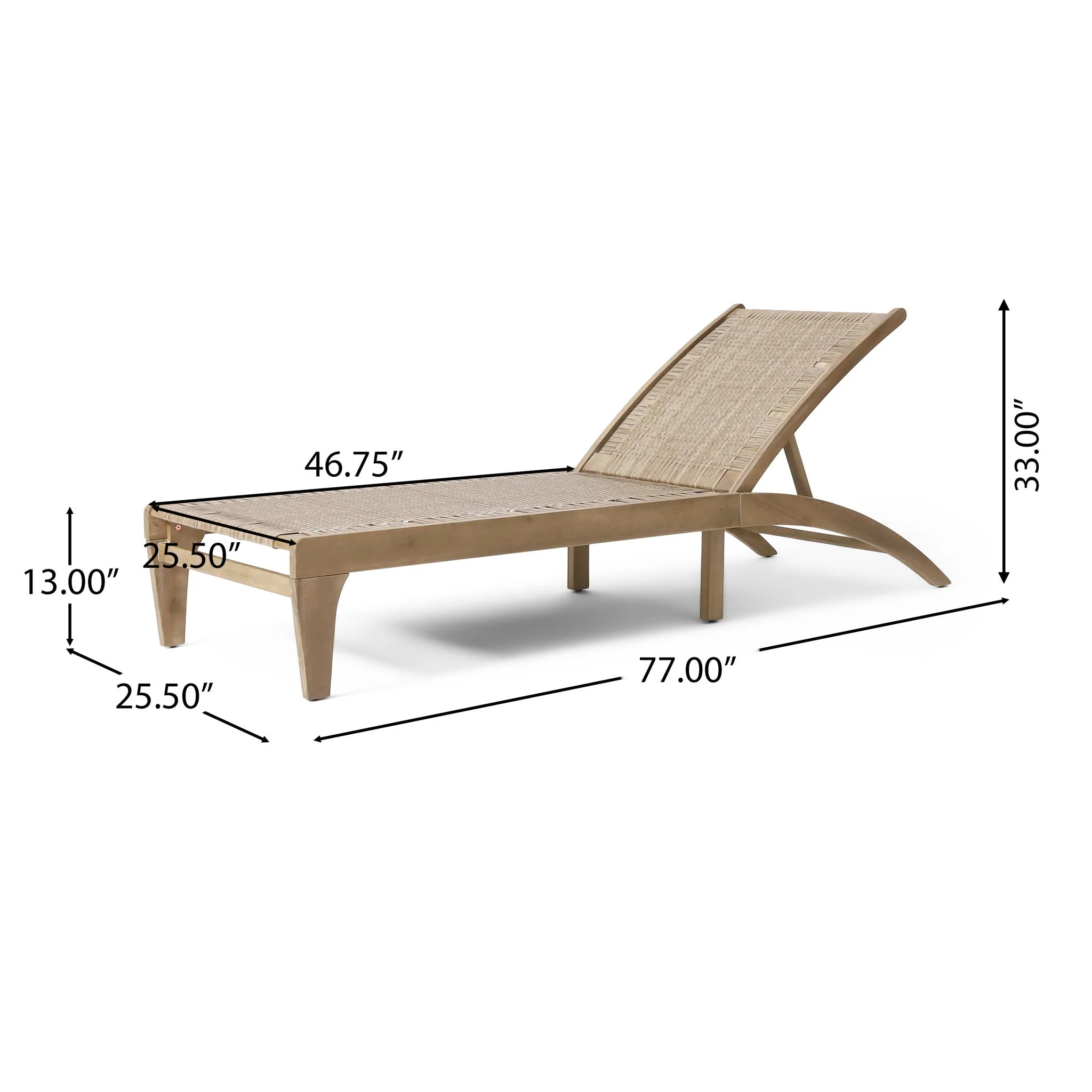 Outdoor Rattan Wicker Chaise Lounge With Acacia Wood Frame - Light Brown - Image 4