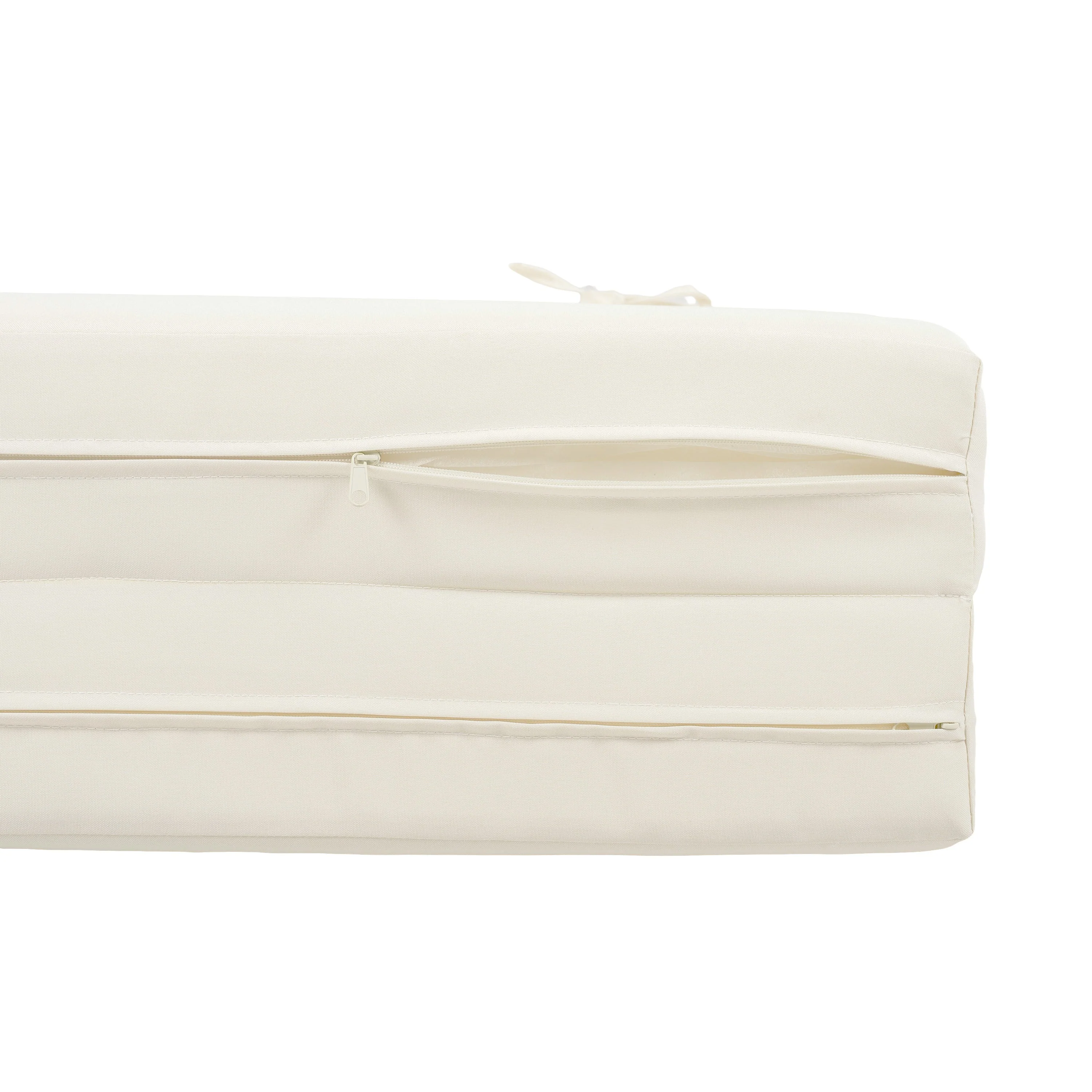 Outdoor Reclining Chair Cushion with Headrest in Beige - Image 9