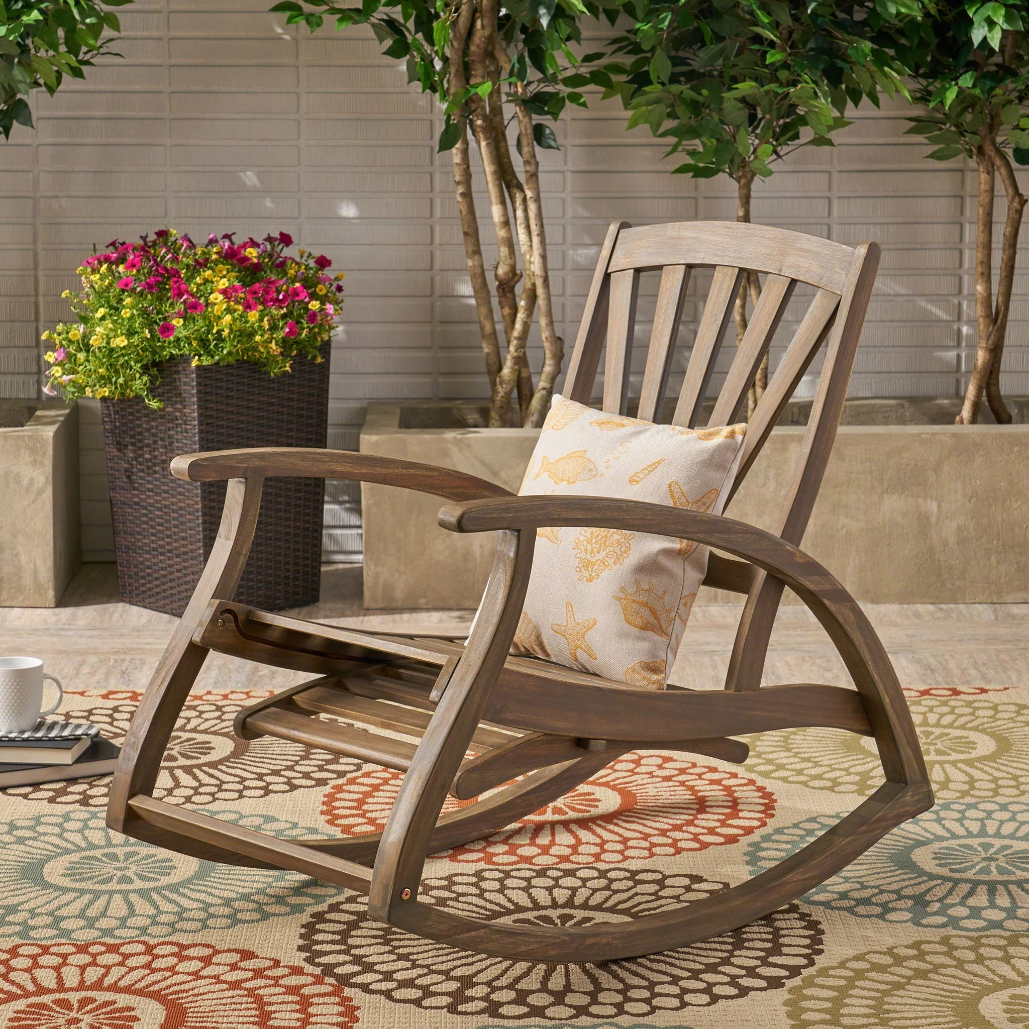 Outdoor Reclining Rocking Chair - Gray - Image 3
