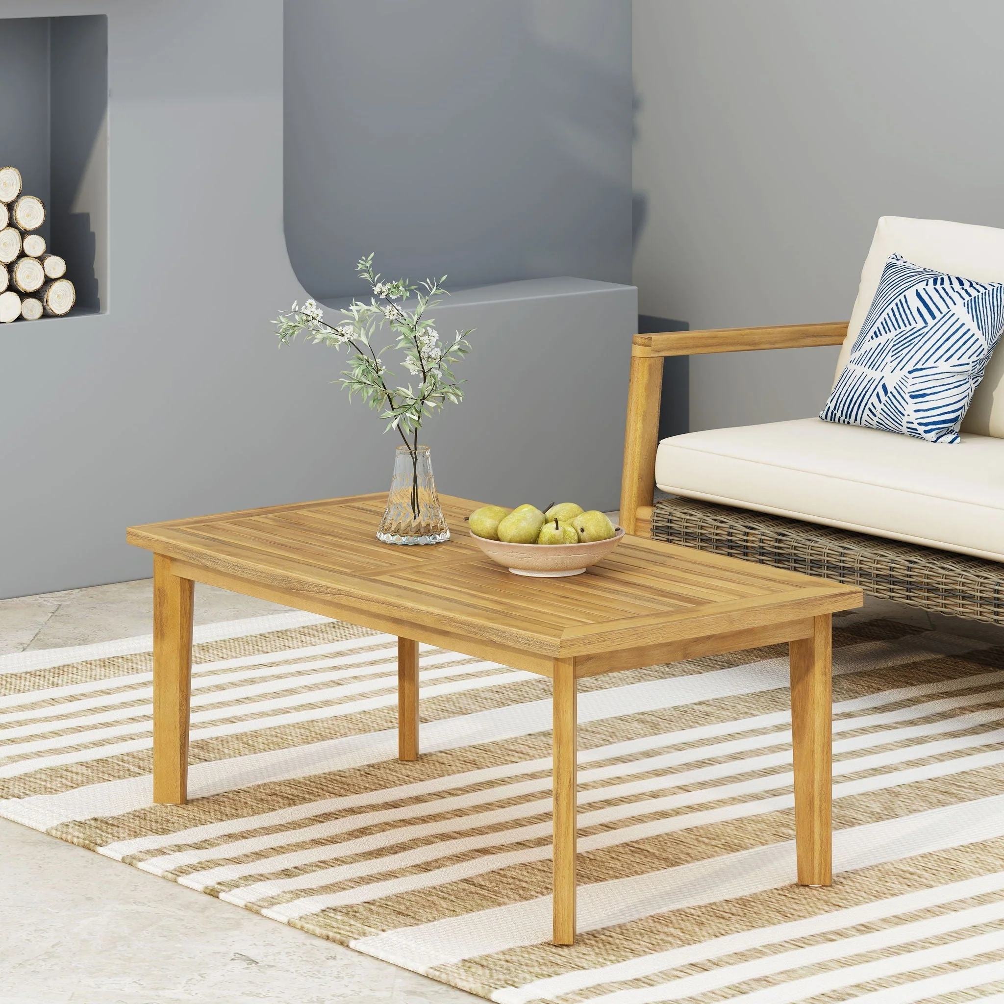 Outdoor Rectangular Coffee Table - Brown - Image 3