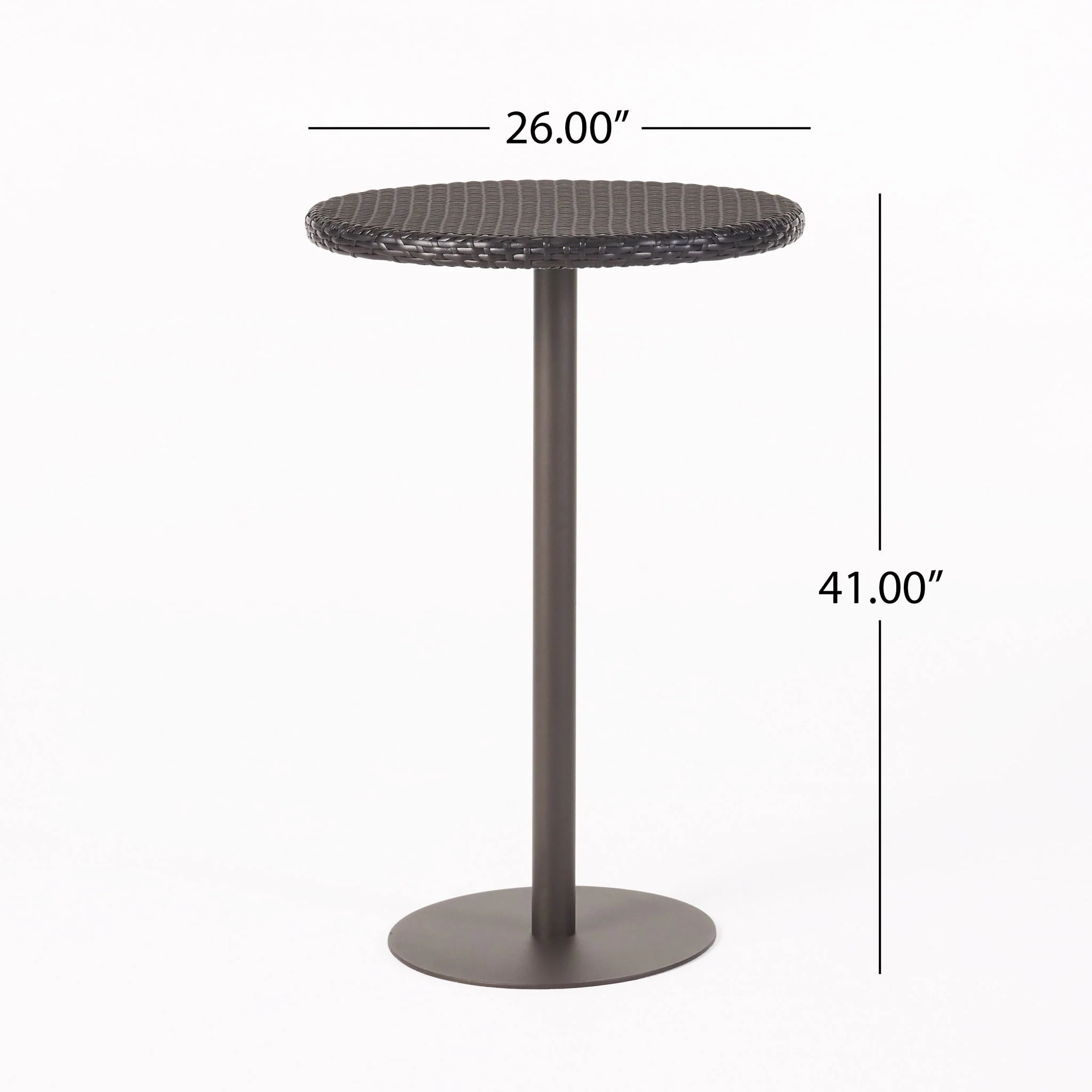 Outdoor Round Rattan Bar Table With Iron Frame - Multi Brown - Image 2