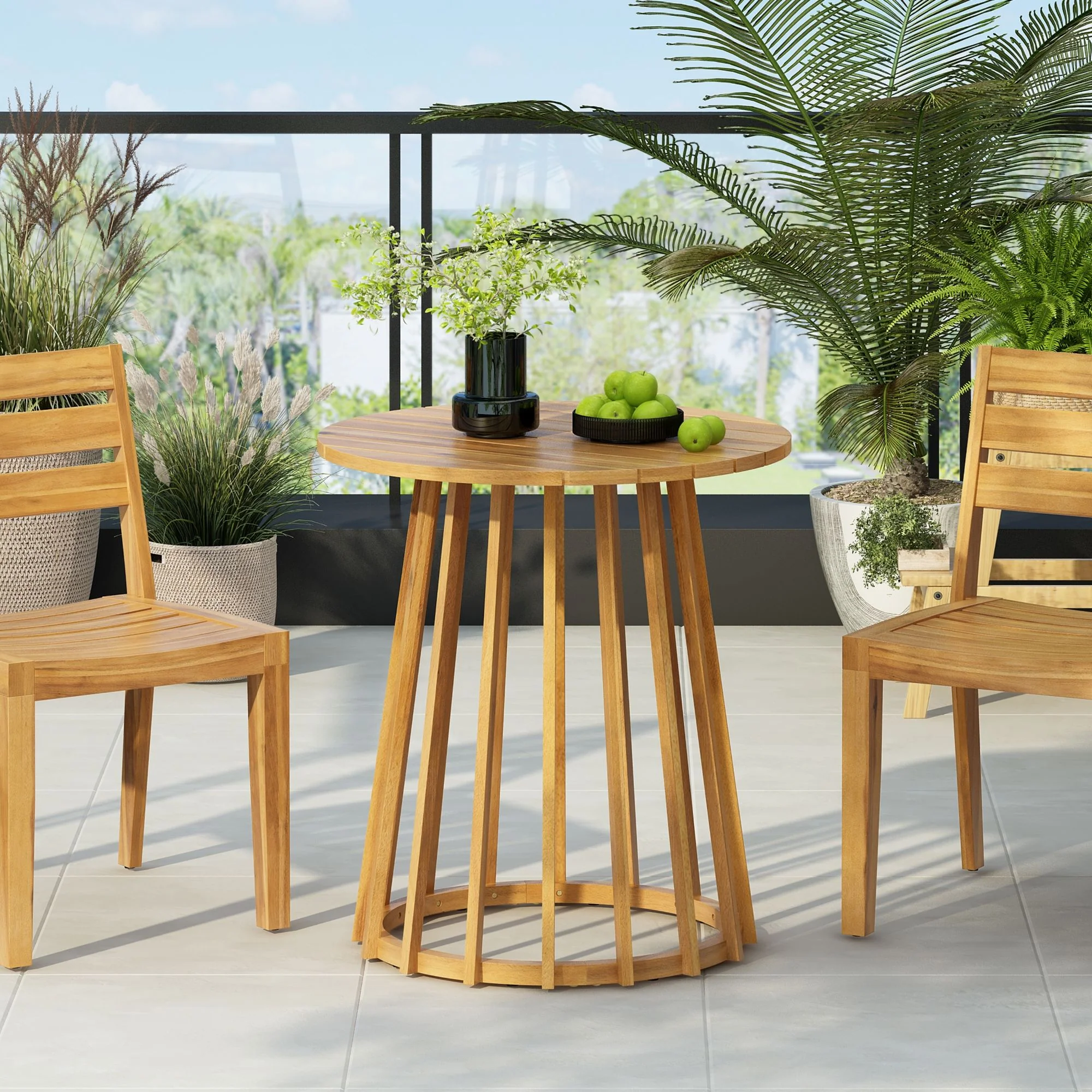 Outdoor Round Top Dining Table, Round Bistro Table - Teak - Image 3