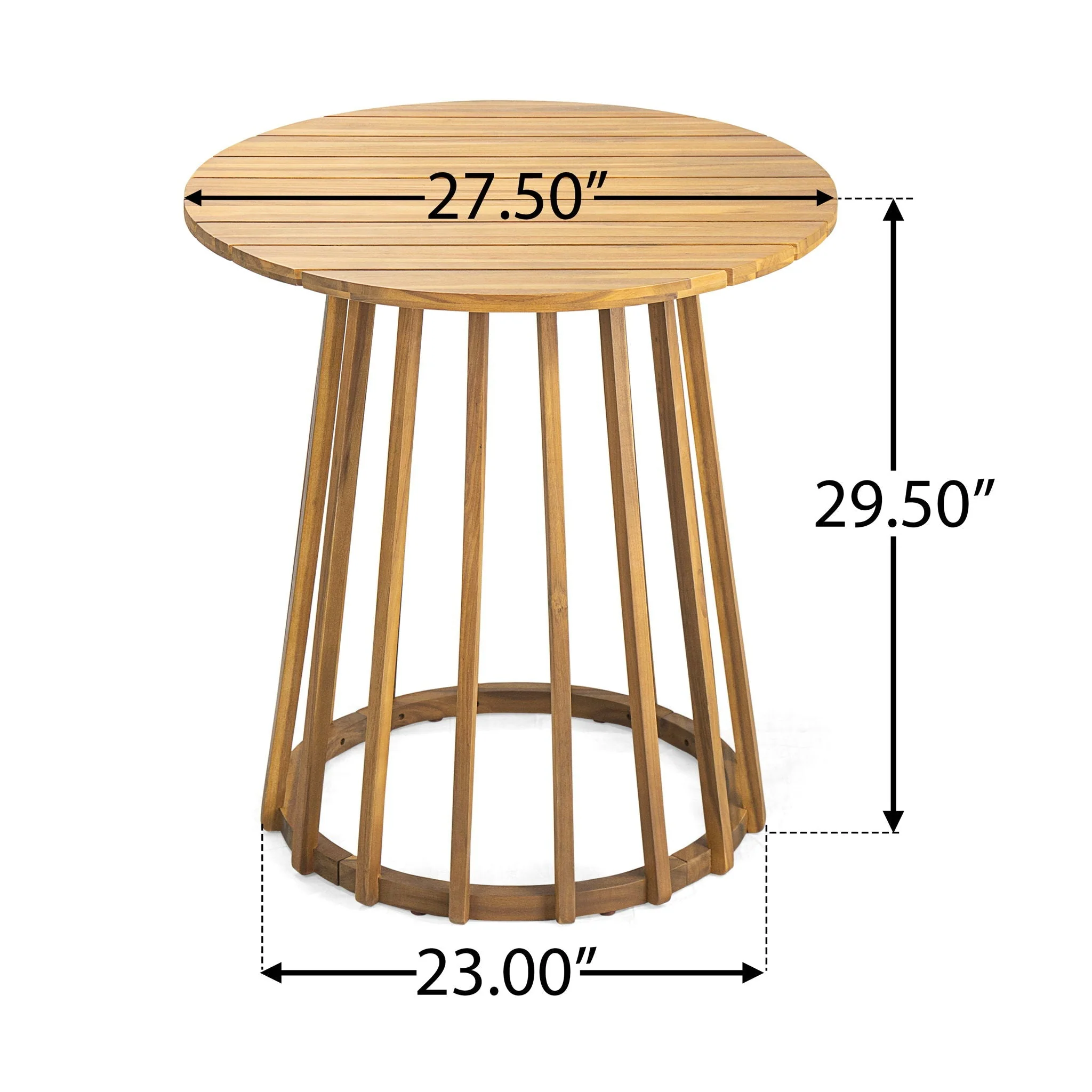 Outdoor Round Top Dining Table, Round Bistro Table - Teak - Image 4