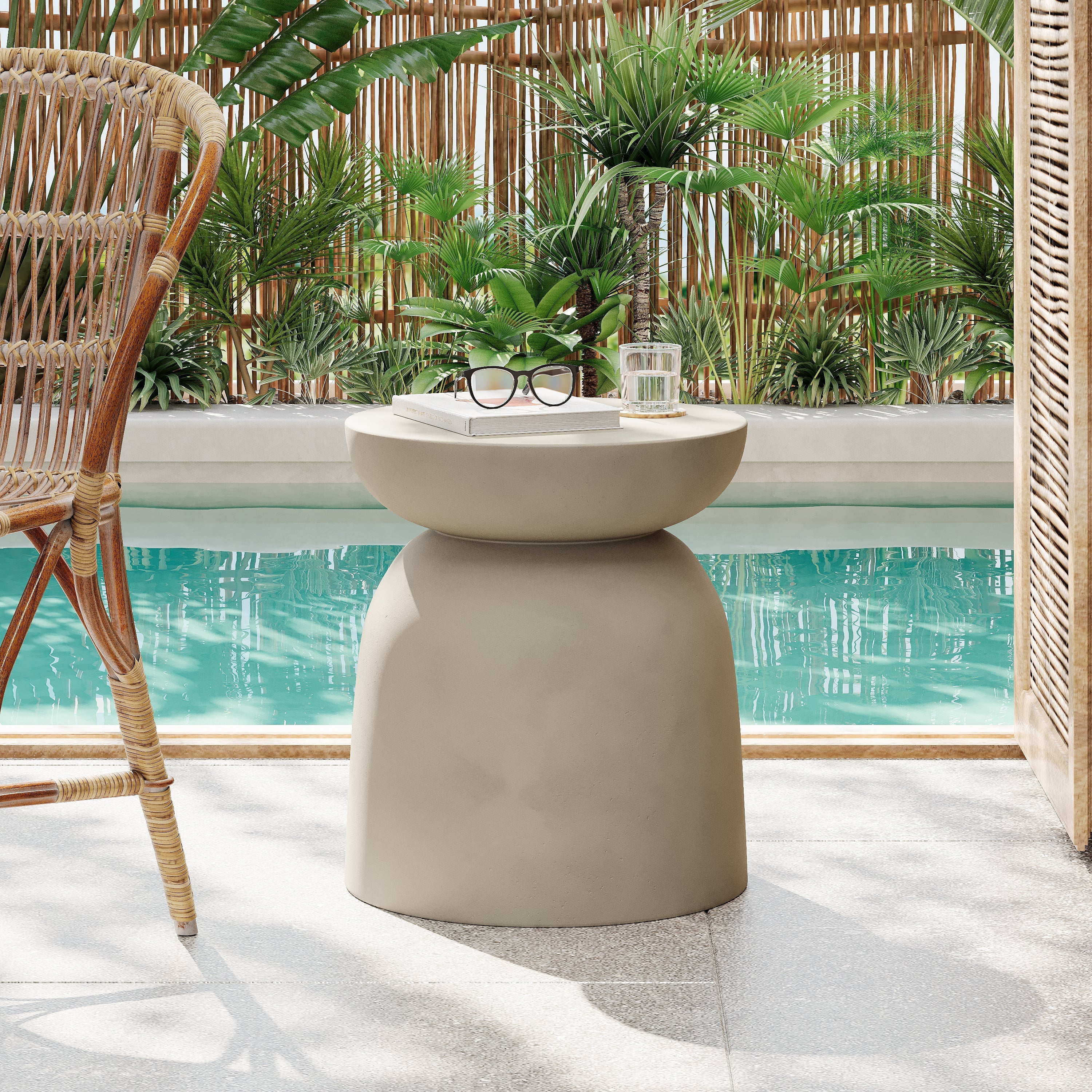 Outdoor Round Top MGO Drum Side/End Table - Image 2