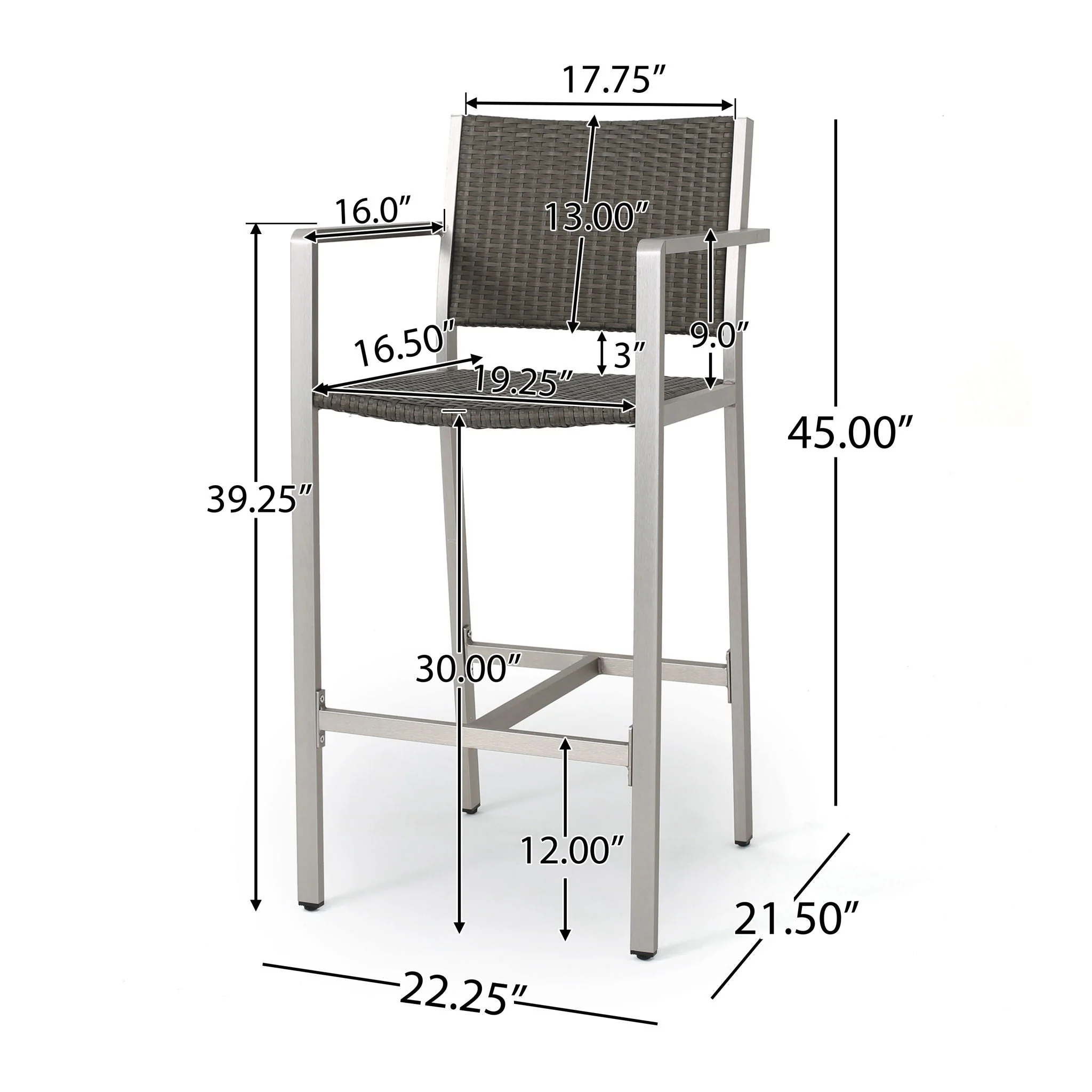 Outdoor Rust Proof Aluminum Barstools (Set of 2) - Image 7