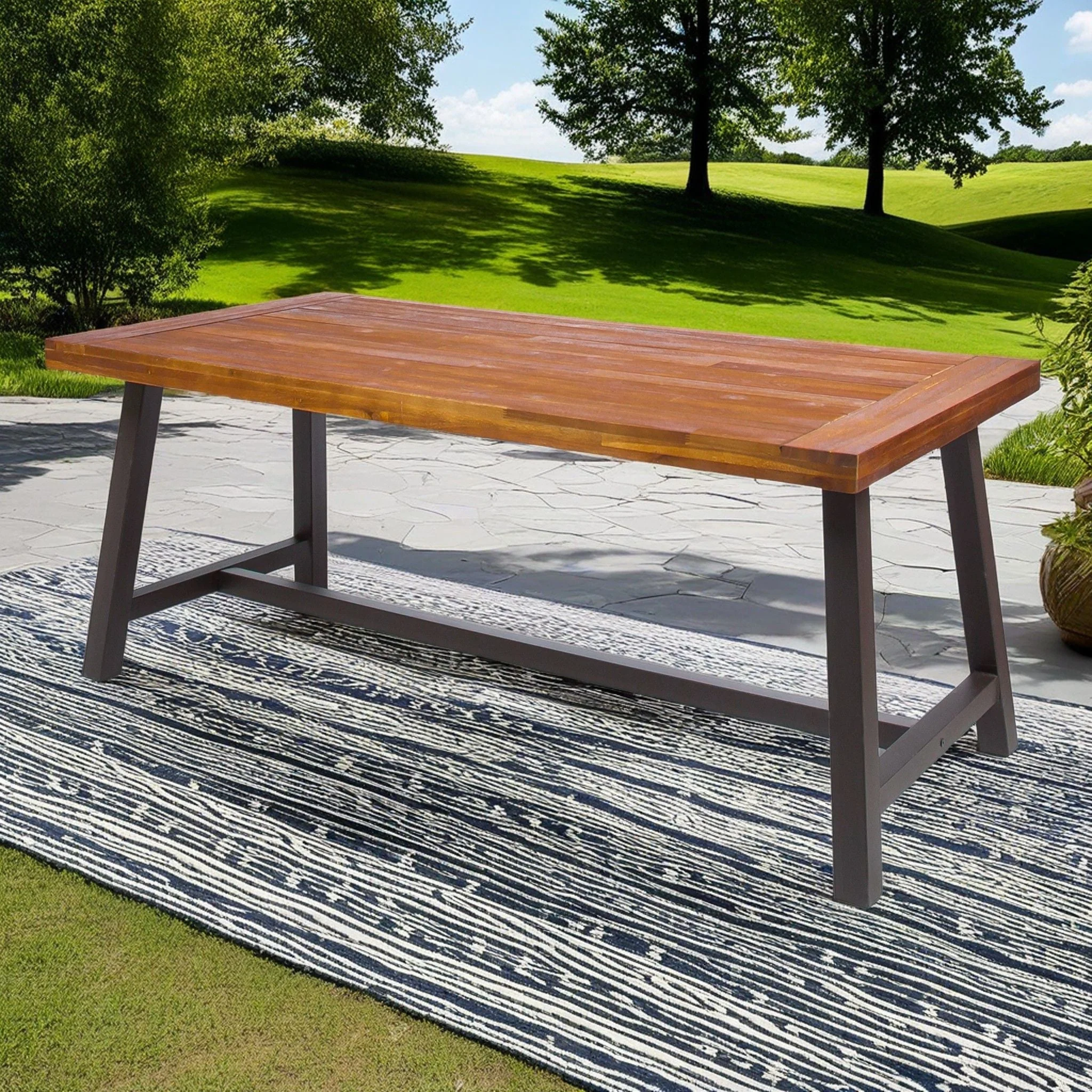 Outdoor Sandblast Finish Acacia Wood Dining Table - Image 11