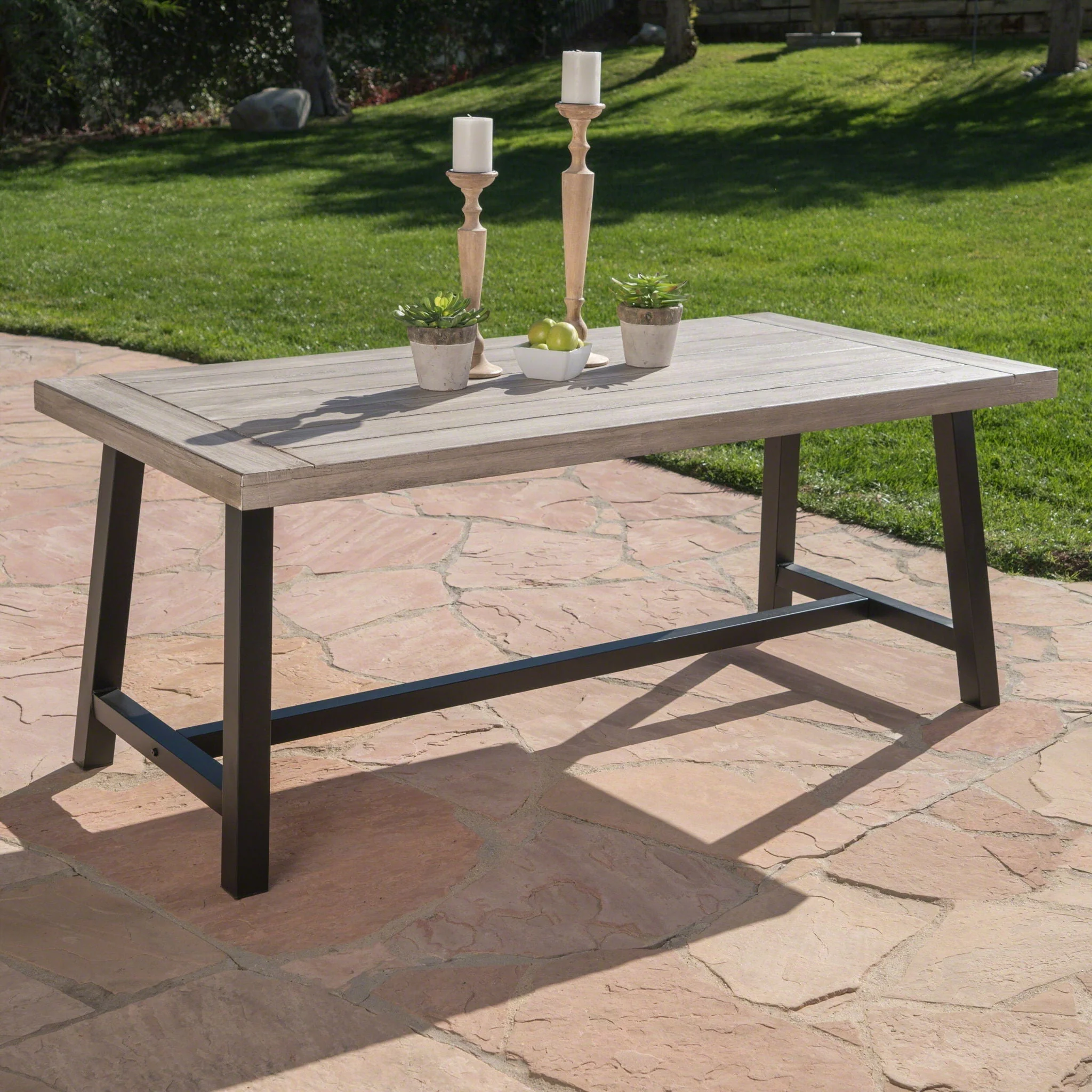 Outdoor Sandblast Finish Acacia Wood Dining Table - Image 4