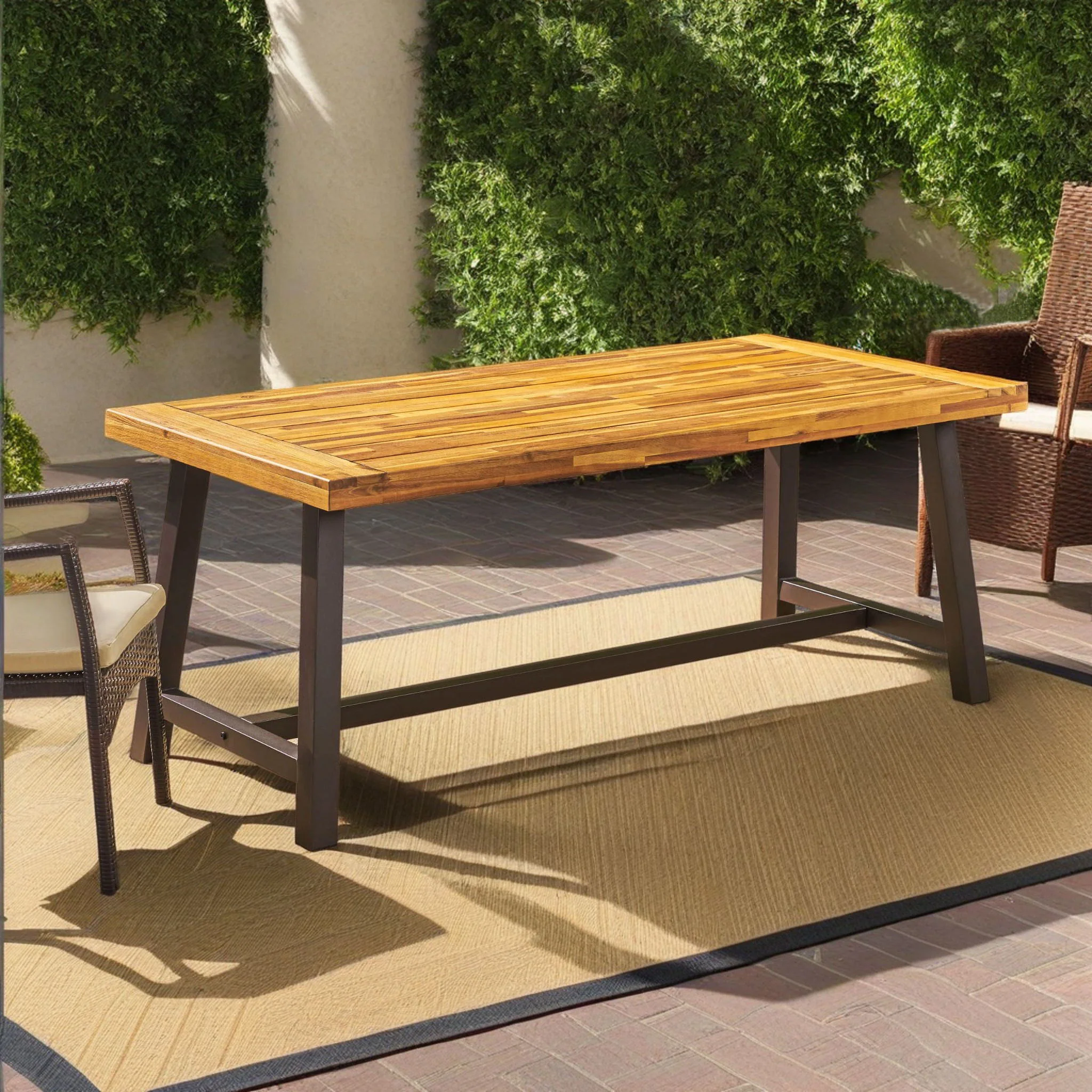 Outdoor Sandblast Finish Acacia Wood Dining Table - Image 5