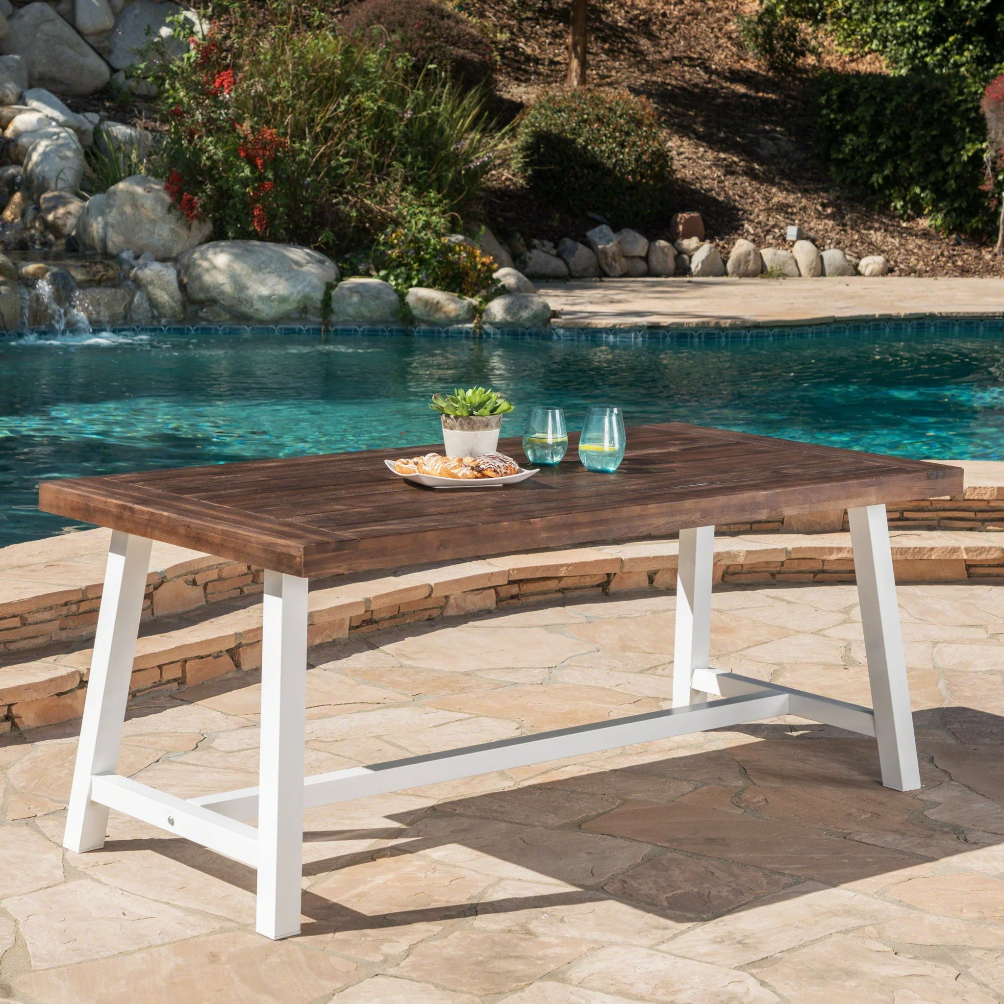 Outdoor Sandblast Finish Acacia Wood Dining Table - Image 7