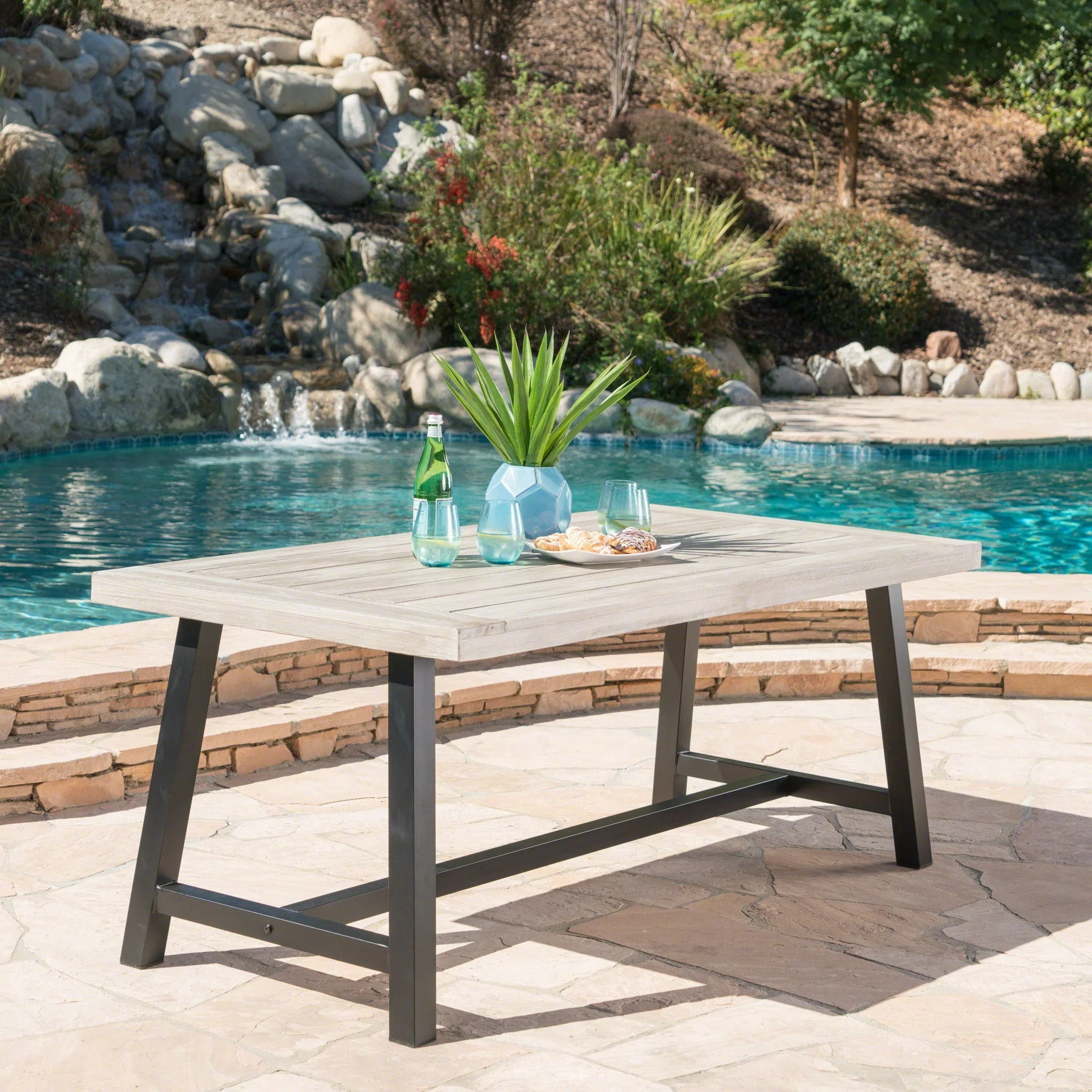 Outdoor Sandblast Finish Acacia Wood Dining Table - Image 8