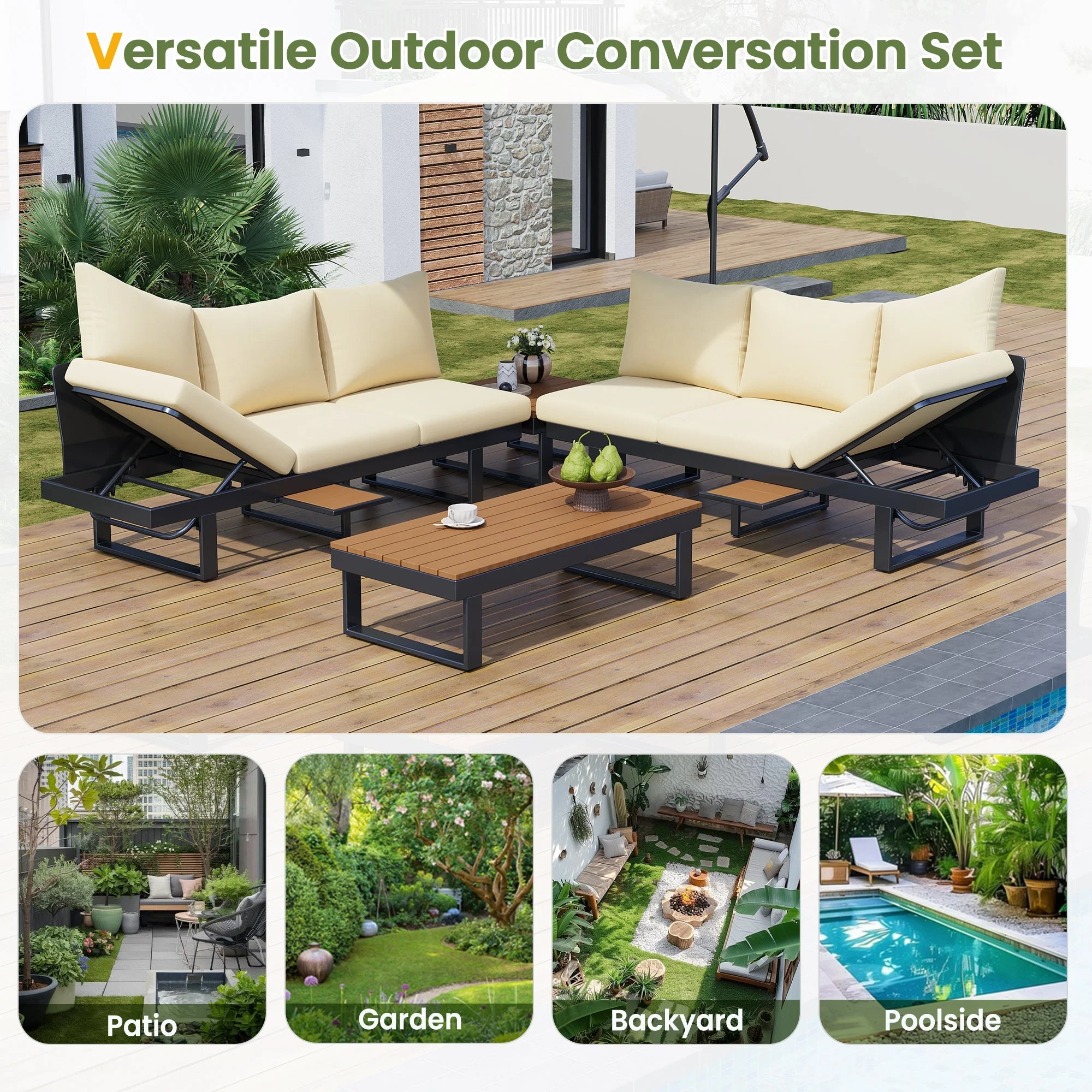 Outdoor Sectional Sofa Set with Adjustable Reclining Seats - Image 10