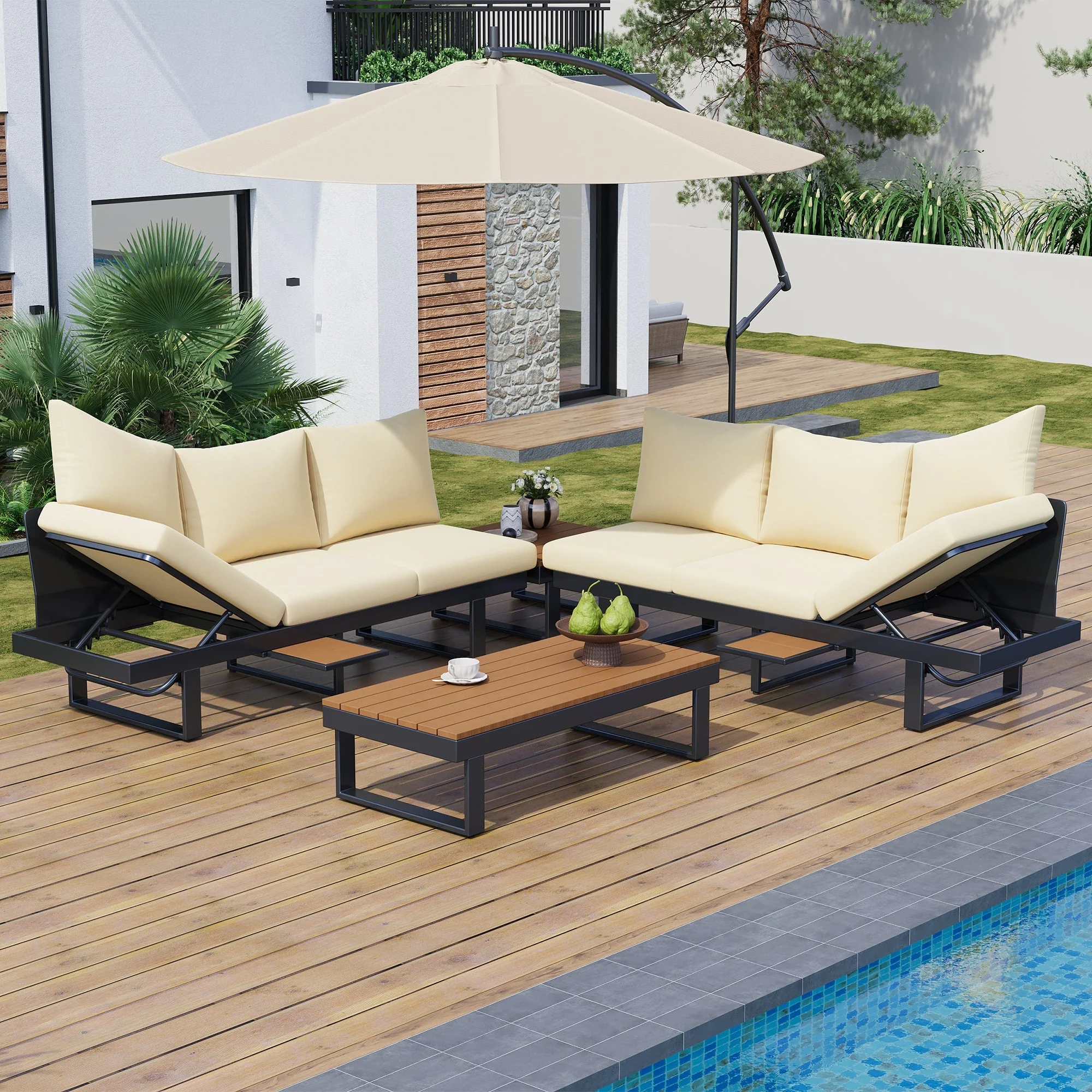 Outdoor Sectional Sofa Set with Adjustable Reclining Seats - Image 13