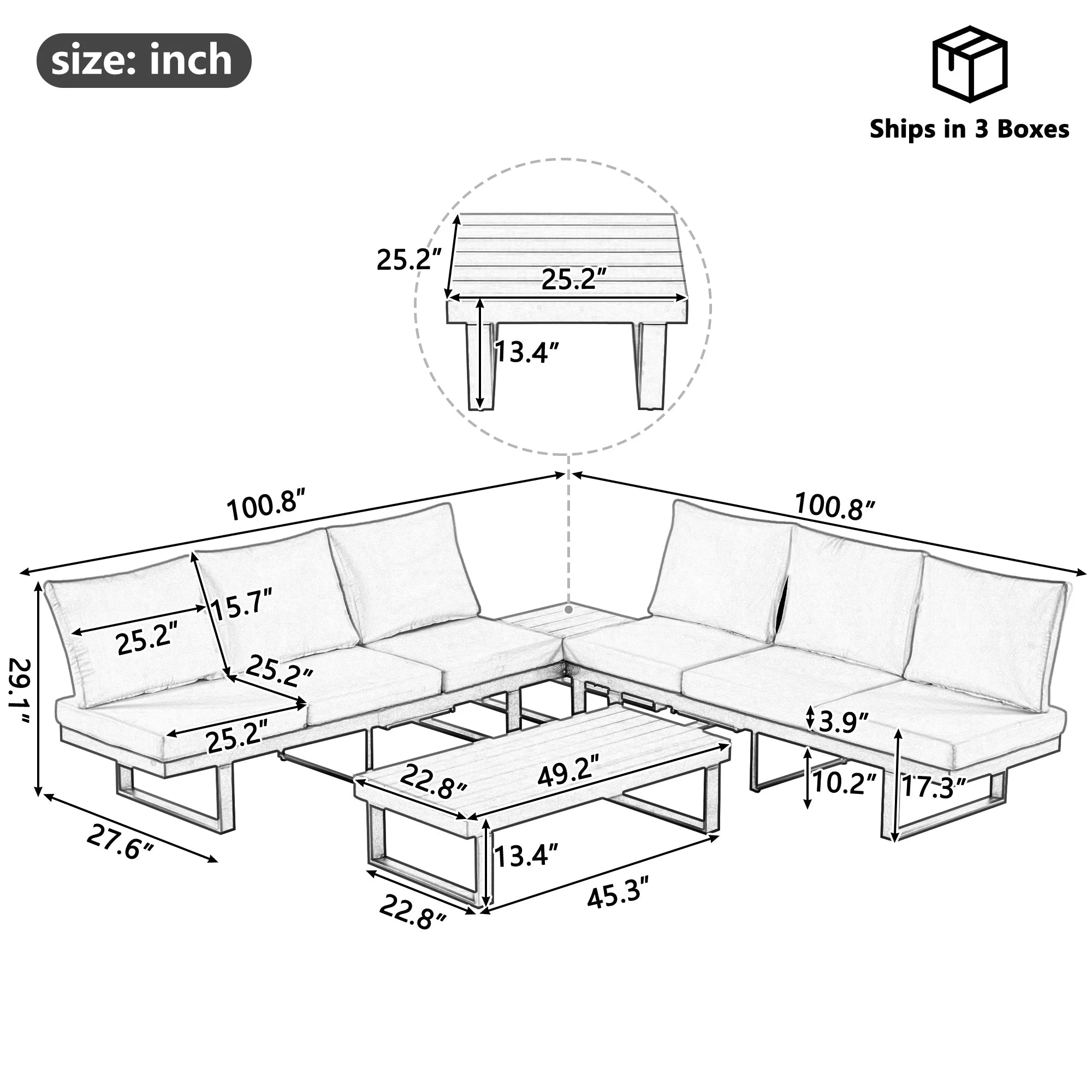Outdoor Sectional Sofa Set with Adjustable Reclining Seats - Image 3
