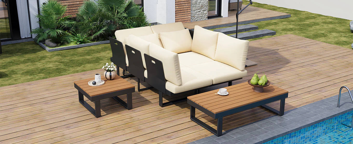 Outdoor Sectional Sofa Set with Adjustable Reclining Seats - Image 36