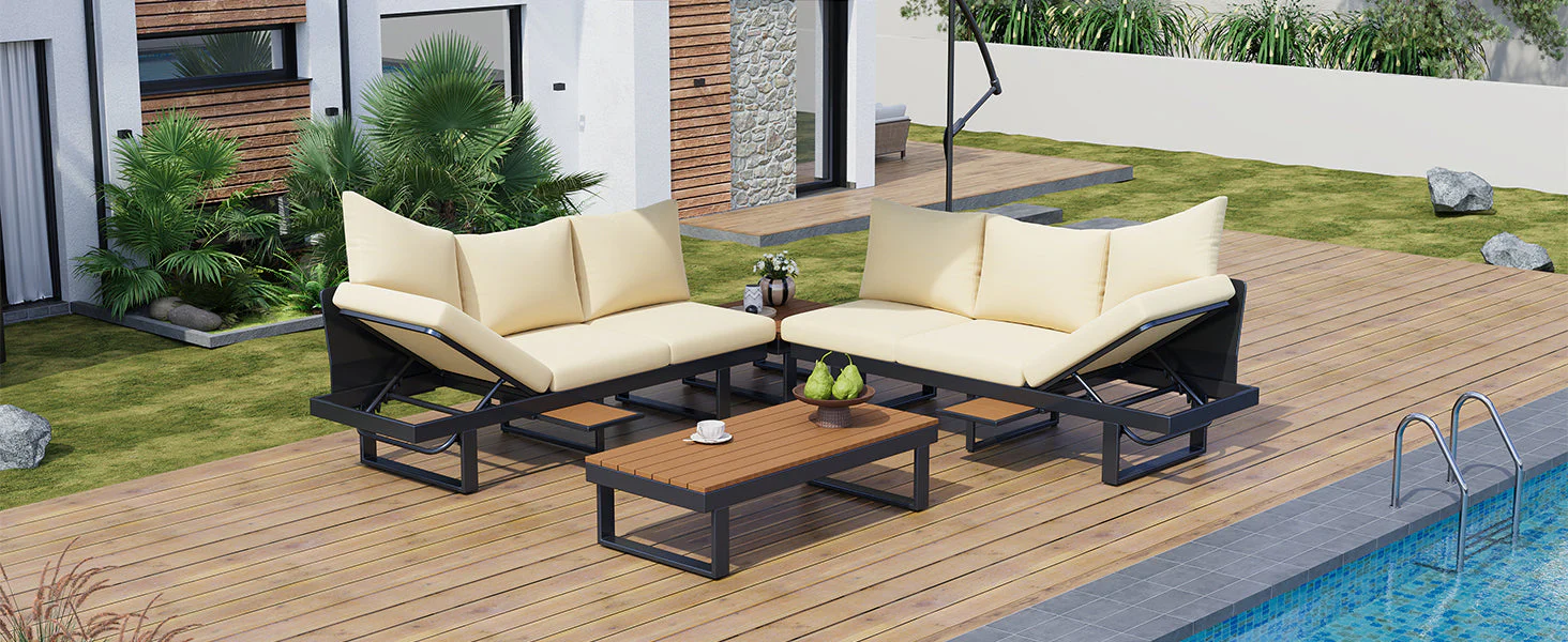Outdoor Sectional Sofa Set with Adjustable Reclining Seats - Image 37