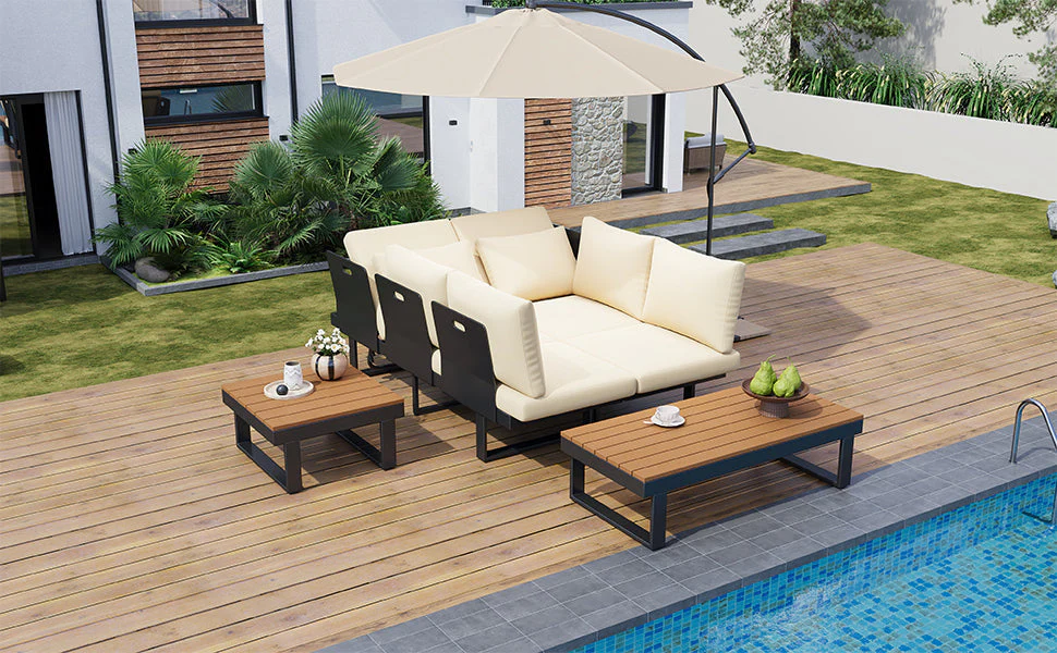 Outdoor Sectional Sofa Set with Adjustable Reclining Seats - Image 39