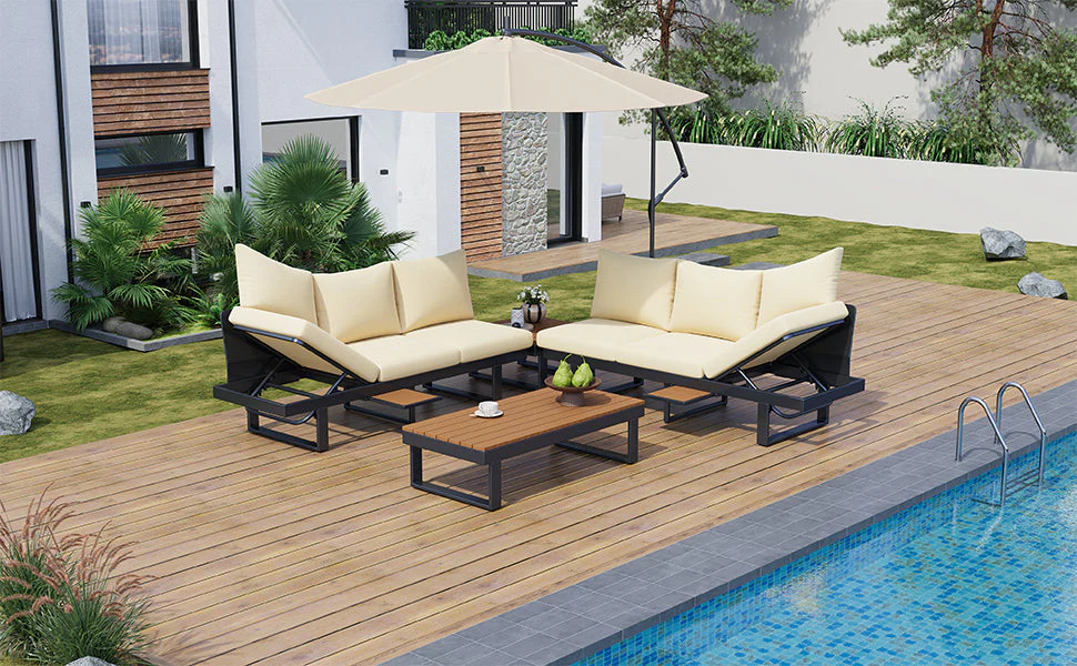 Outdoor Sectional Sofa Set with Adjustable Reclining Seats - Image 40
