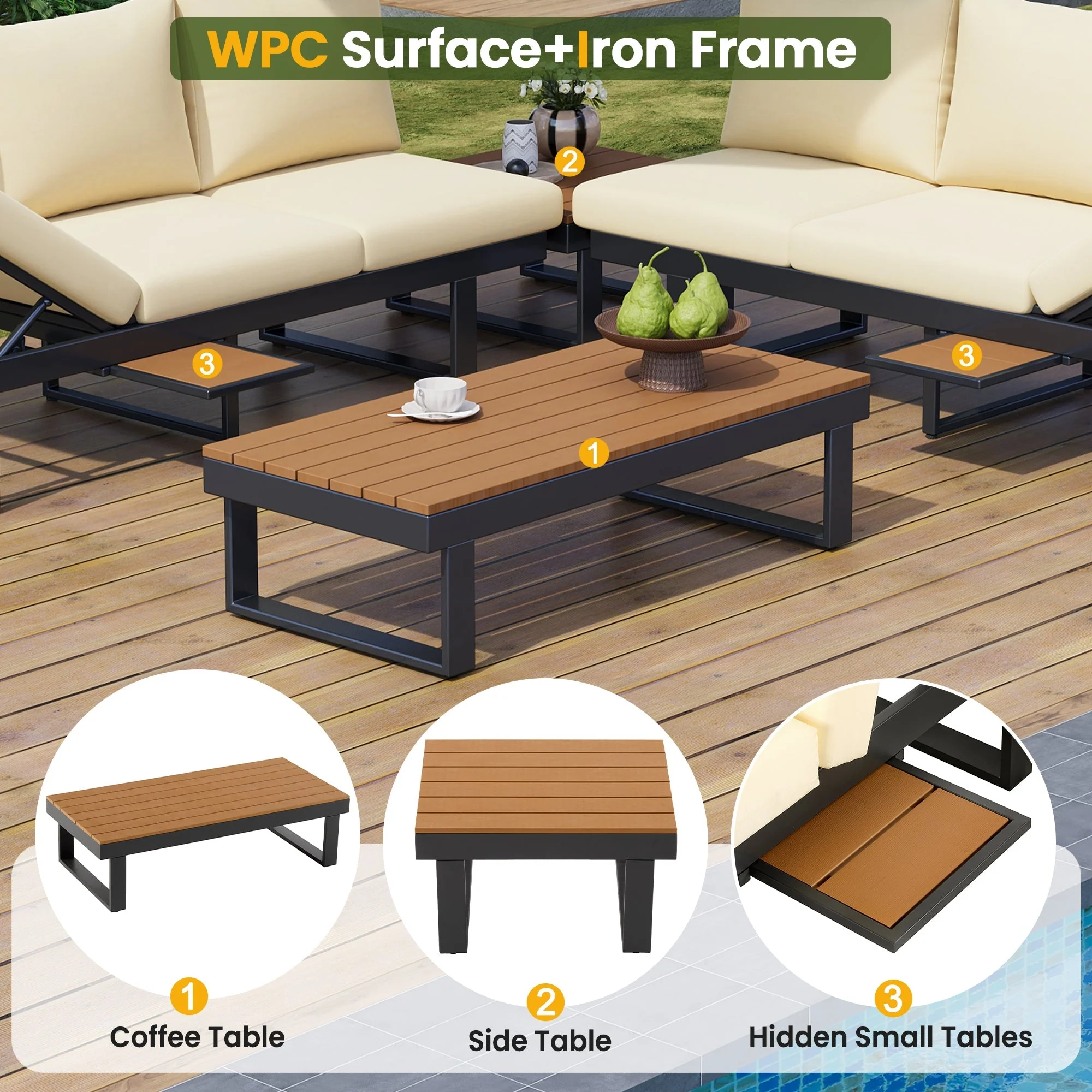 Outdoor Sectional Sofa Set with Adjustable Reclining Seats - Image 49
