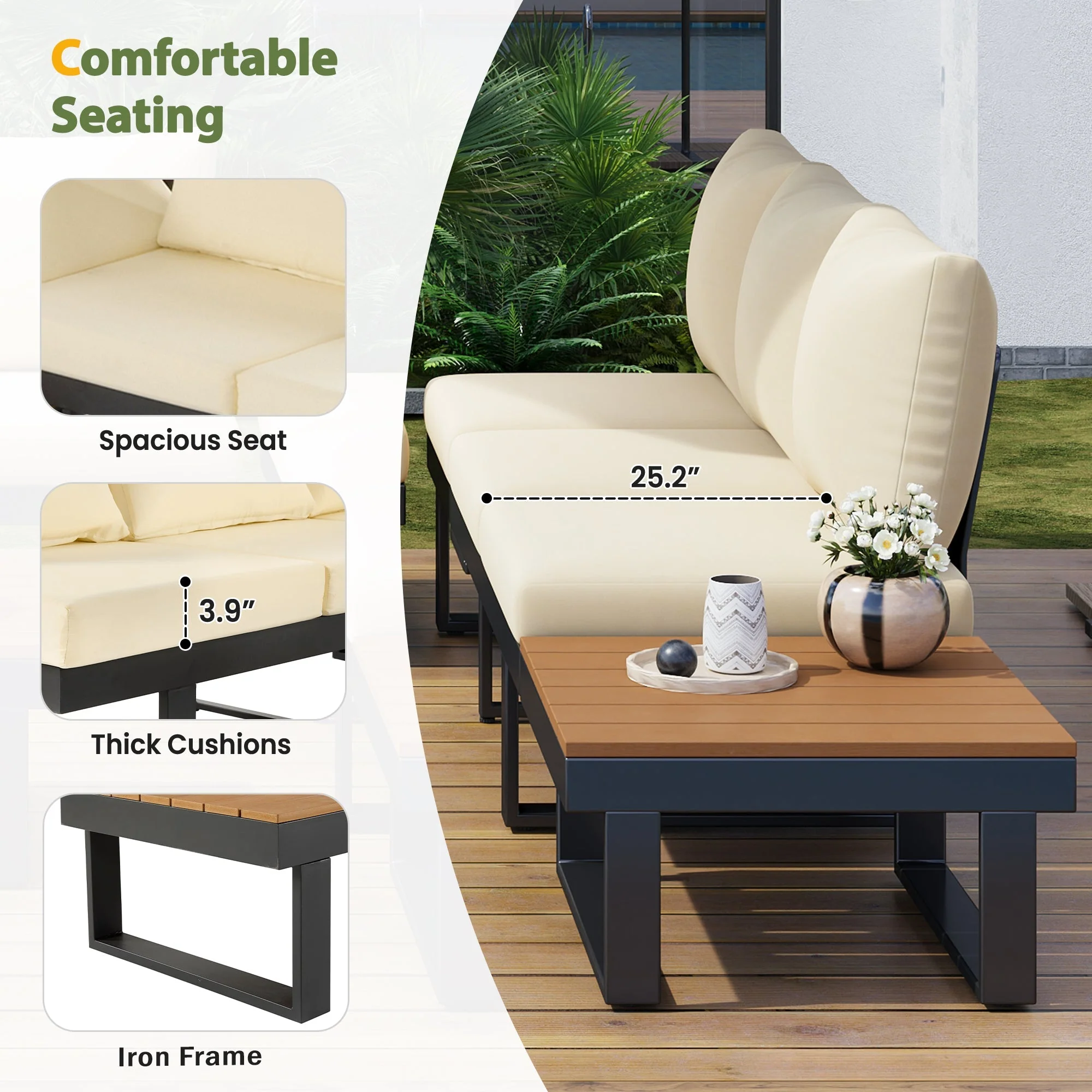 Outdoor Sectional Sofa Set with Adjustable Reclining Seats - Image 8