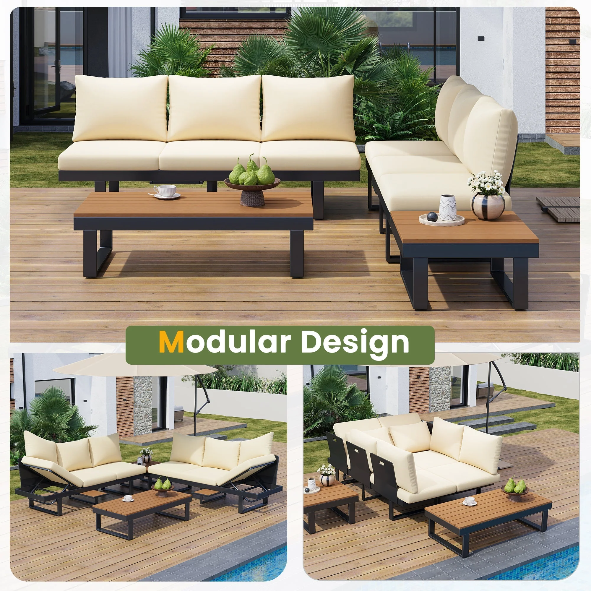 Outdoor Sectional Sofa Set with Adjustable Reclining Seats - Image 9