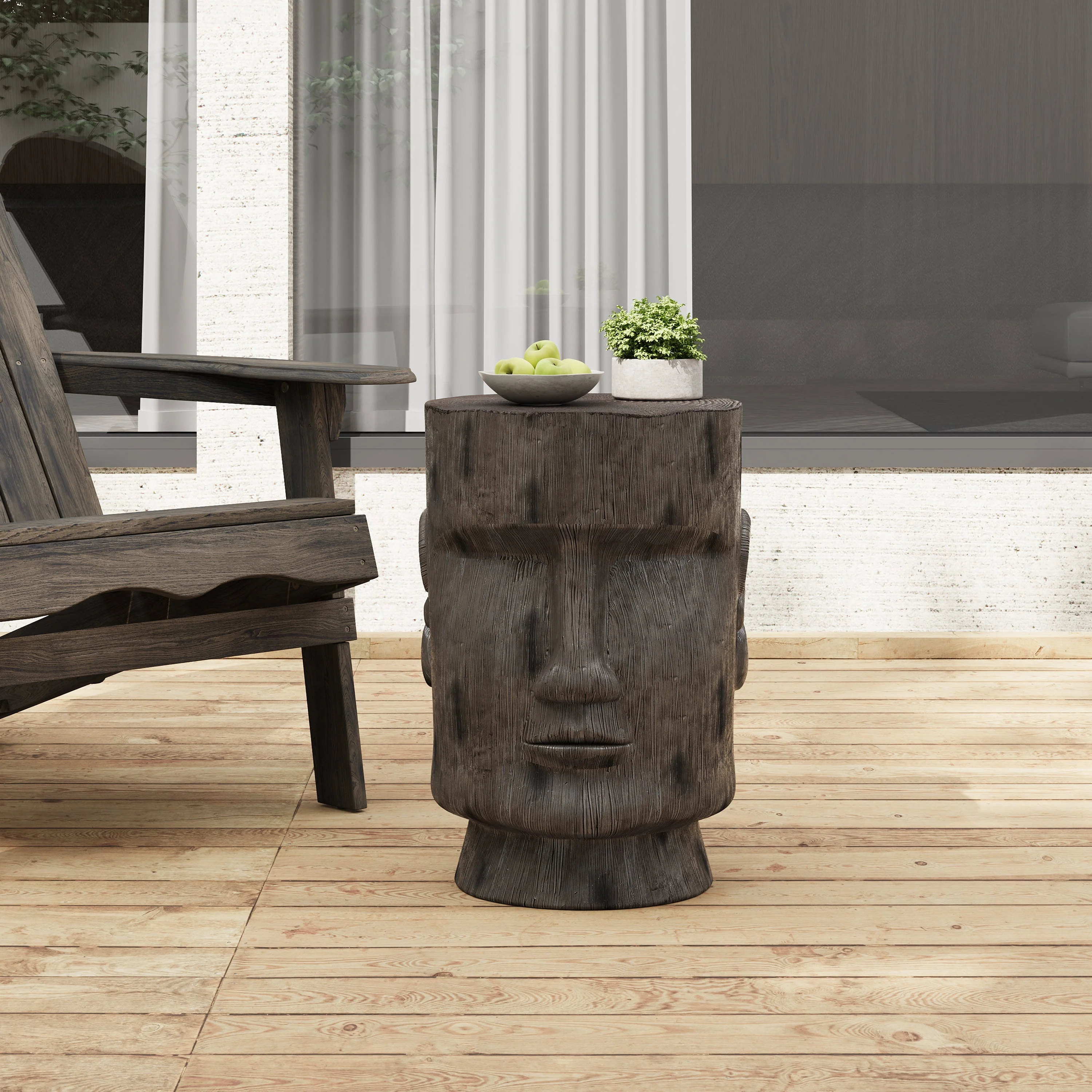 Outdoor Side Table - Easter Island Moai Statue Pedestal - Image 2