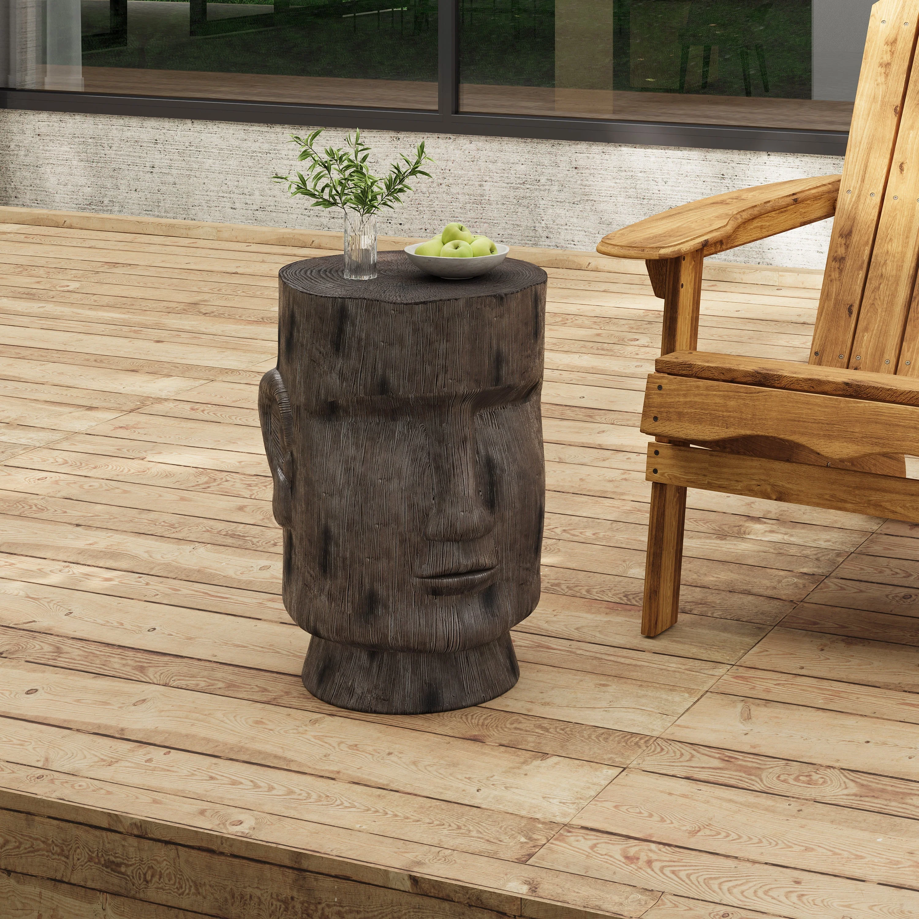 Outdoor Side Table - Easter Island Moai Statue Pedestal - Image 4