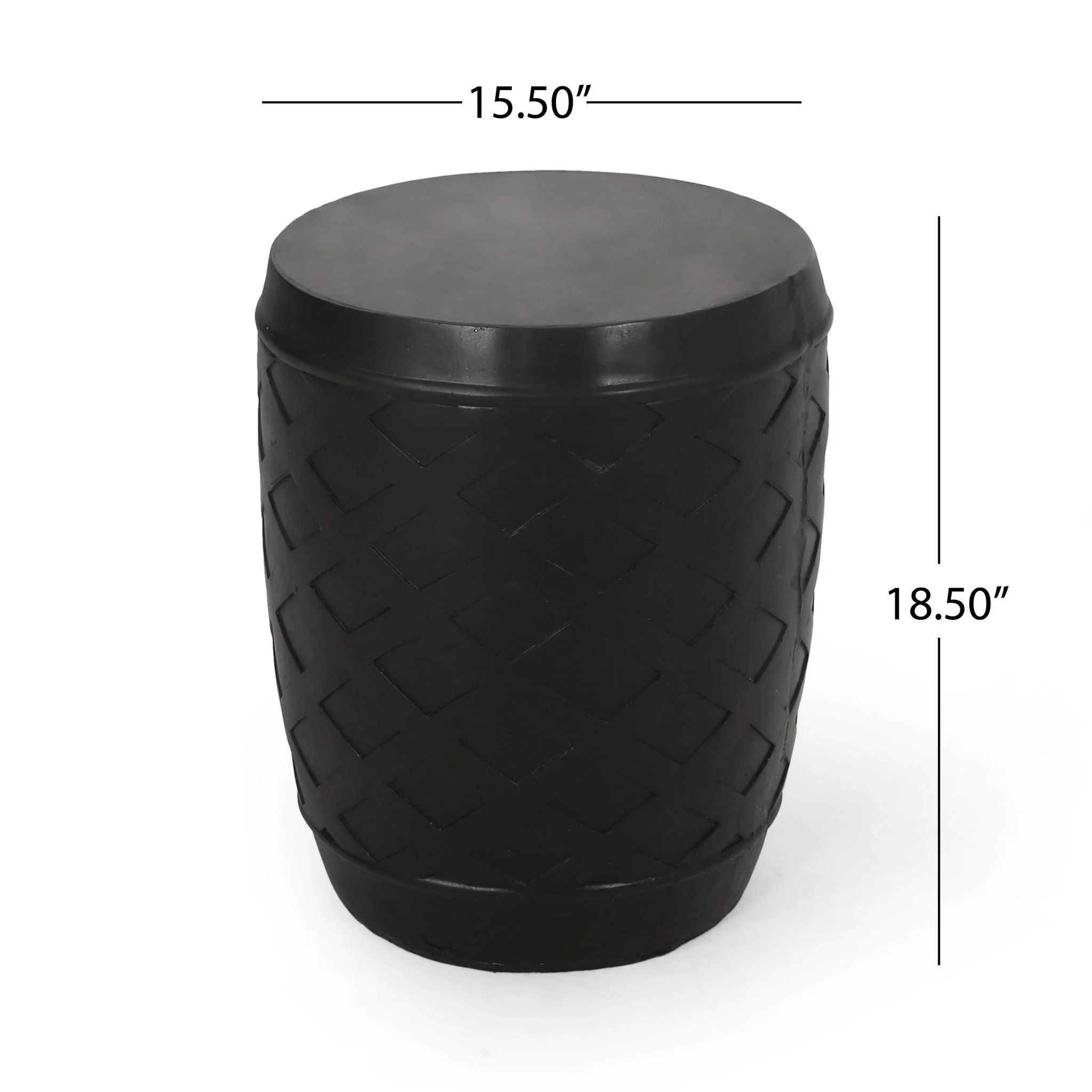 Outdoor Side Table with Lattice Design and Round Top - Black - Image 2