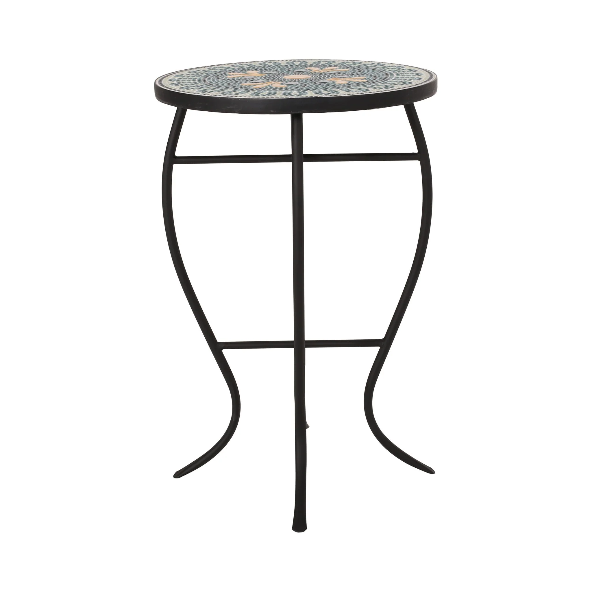 Outdoor Side Table With Tile Mosaic Table Top - Black - Image 3