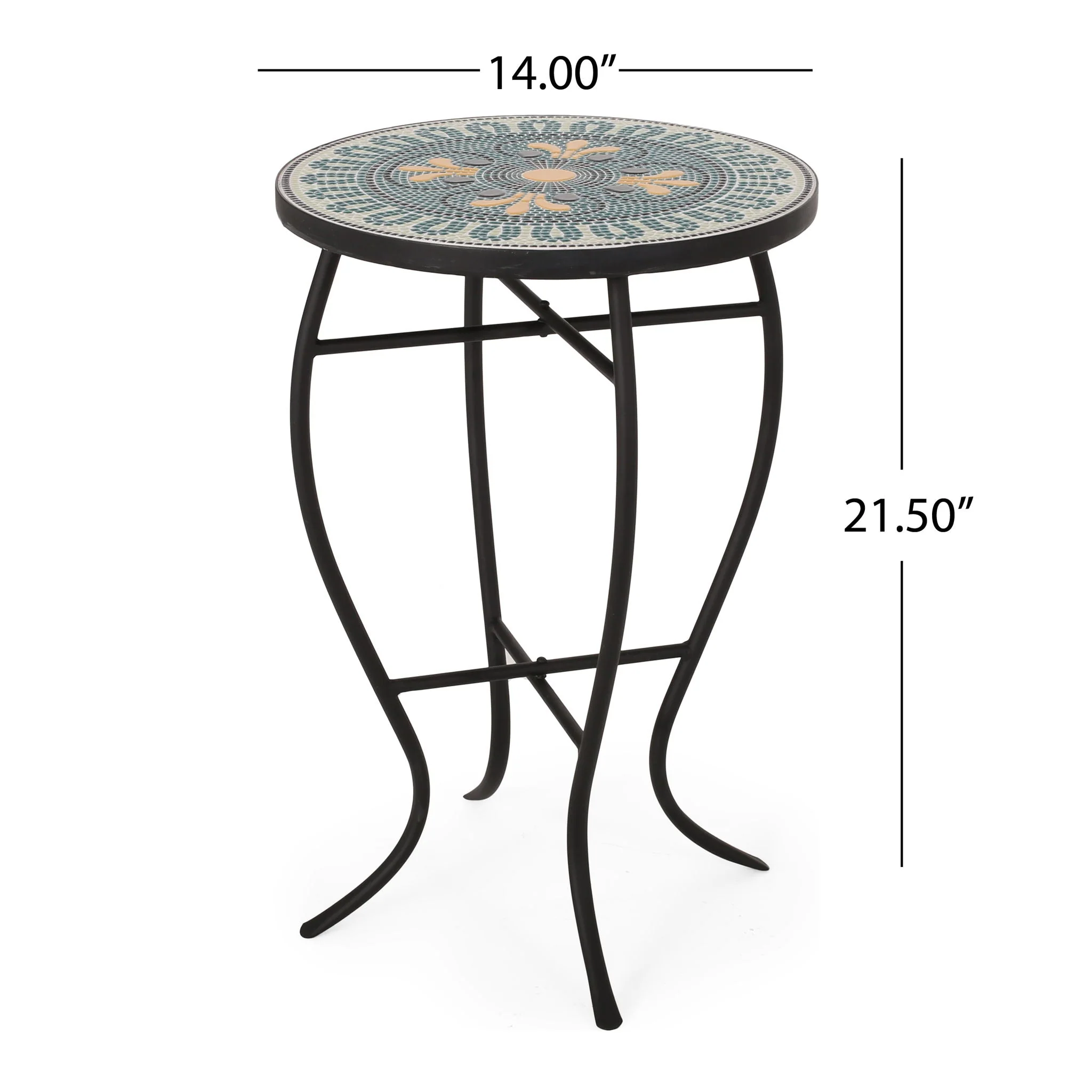 Outdoor Side Table With Tile Mosaic Table Top - Black - Image 4