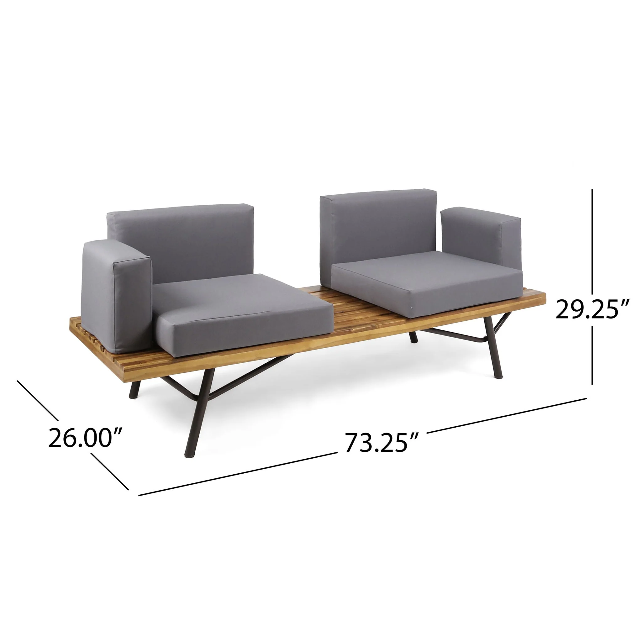 Outdoor Sofa With Cushions And Iron Legs - Dark Gray - Image 3